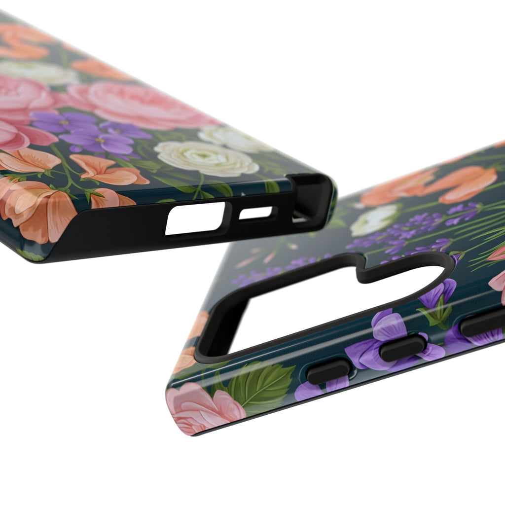 Floral Bouquet Phone Case — Vintage Roses & Lavender Protective Cover