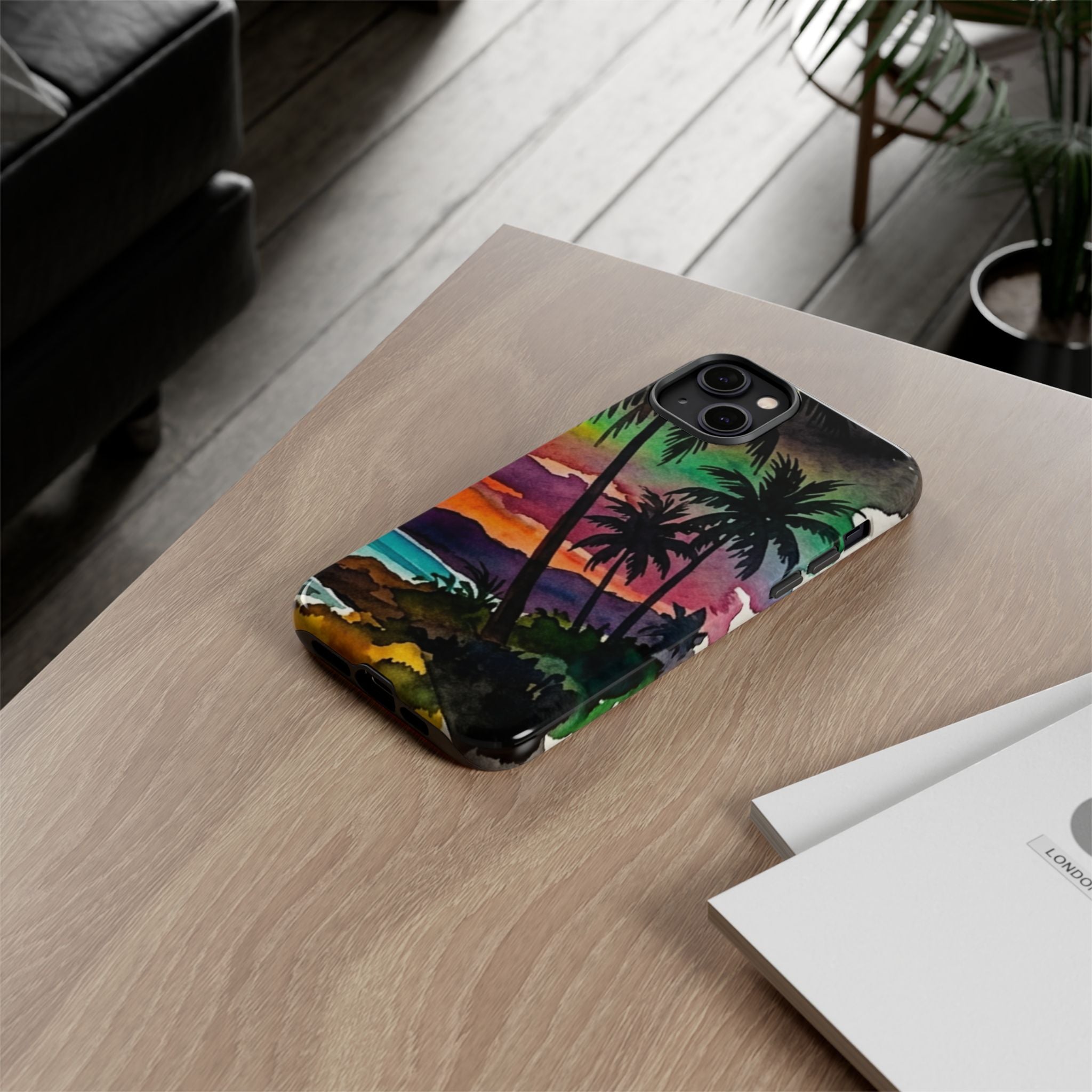 Tropical Sunset Phone Case – Palm Tree Beach Protective Cover