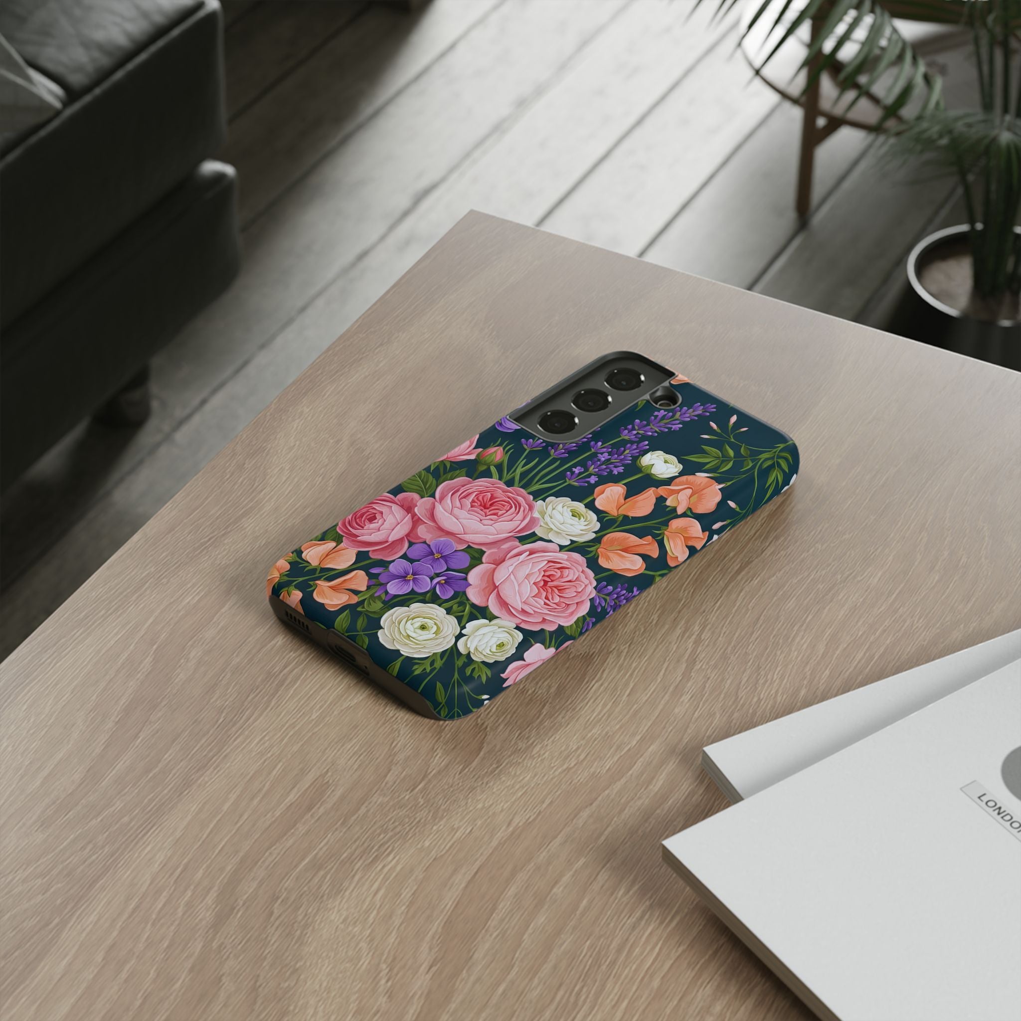 Floral Bouquet Phone Case — Vintage Roses & Lavender Protective Cover