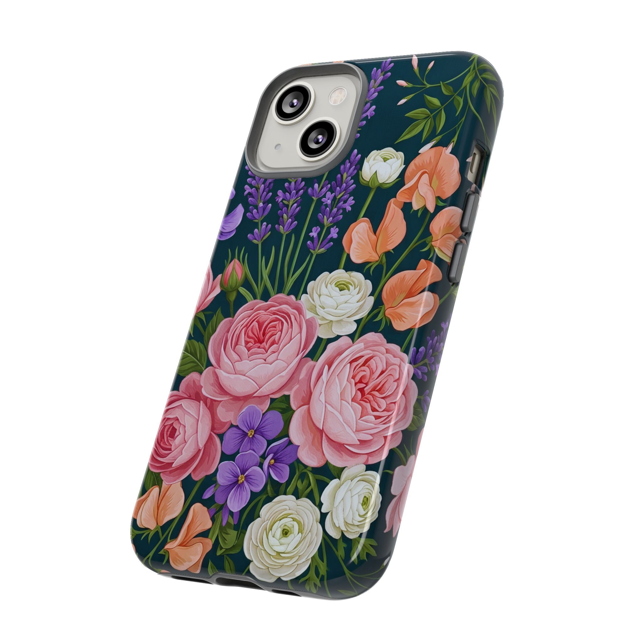 Floral Bouquet Phone Case — Vintage Roses & Lavender Protective Cover