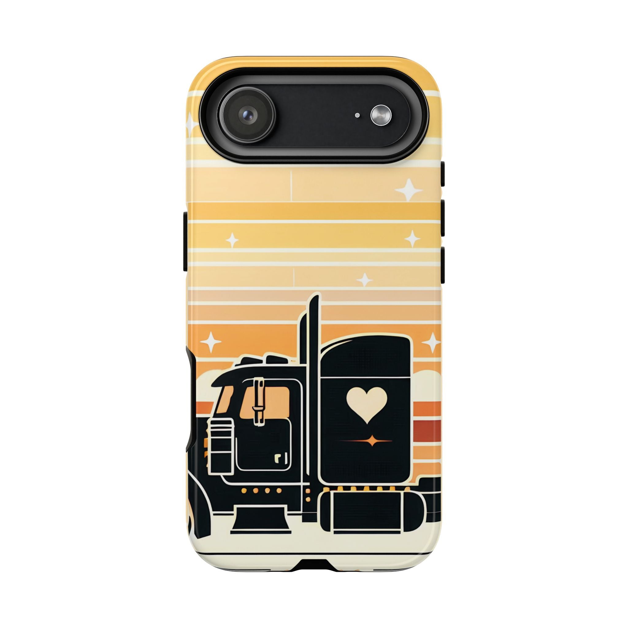 Trucker Heart Phone Case — Retro Semi Truck Protective Phone Cover