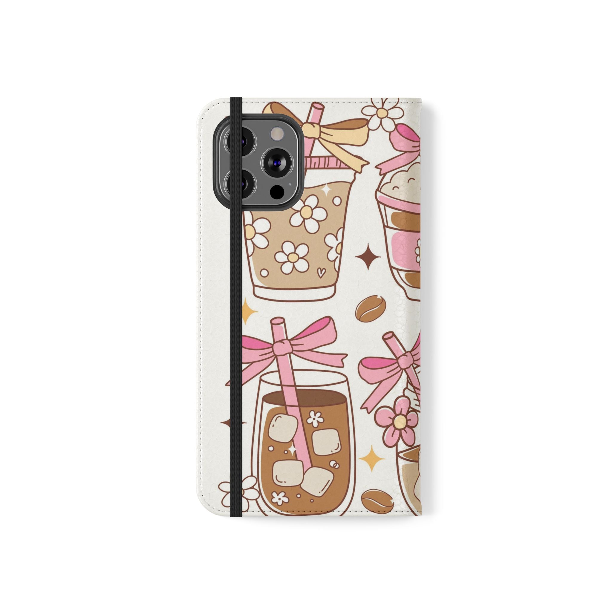 Cute Coffee & Latte Flip Phone Case – Cozy Boba & Dessert Wallet Cover