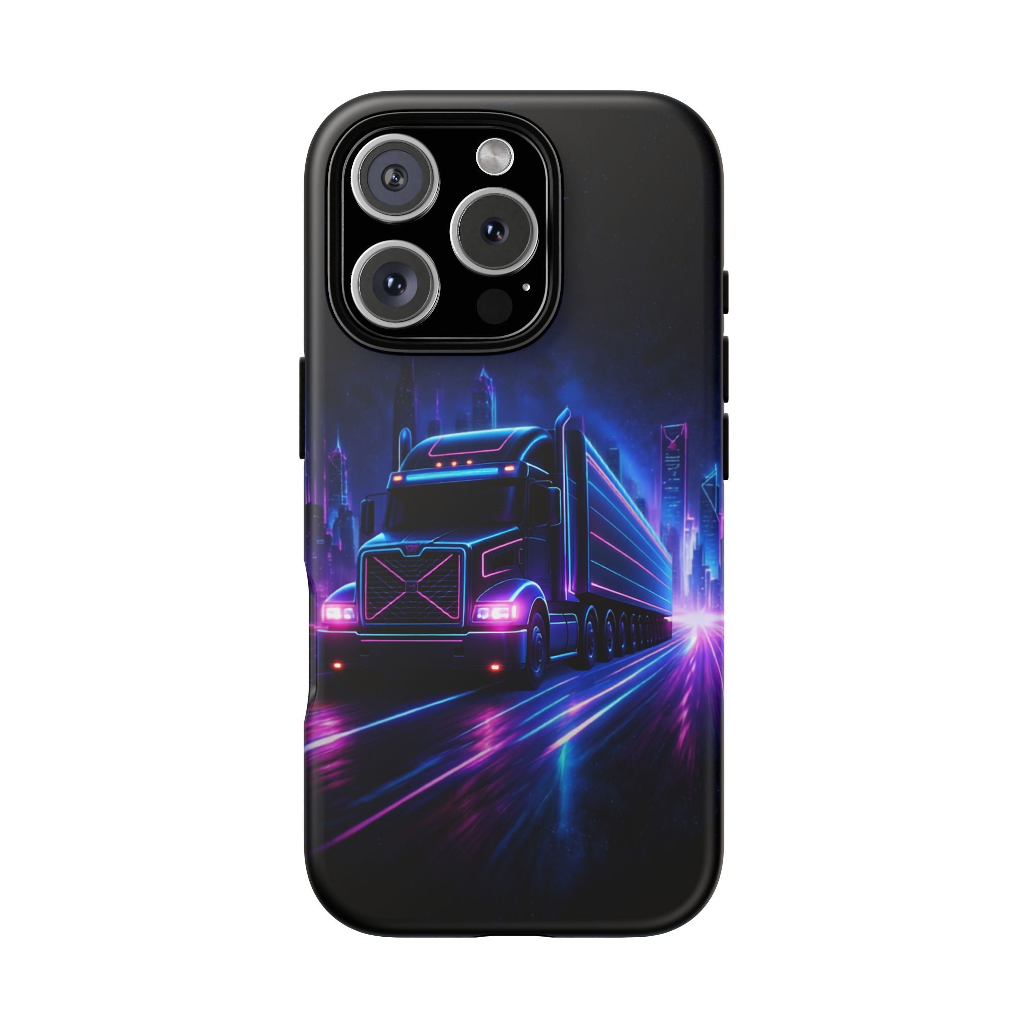 Neon Retro Rig Phone Case — Trucker Semi Truck Nightscape Protective Case