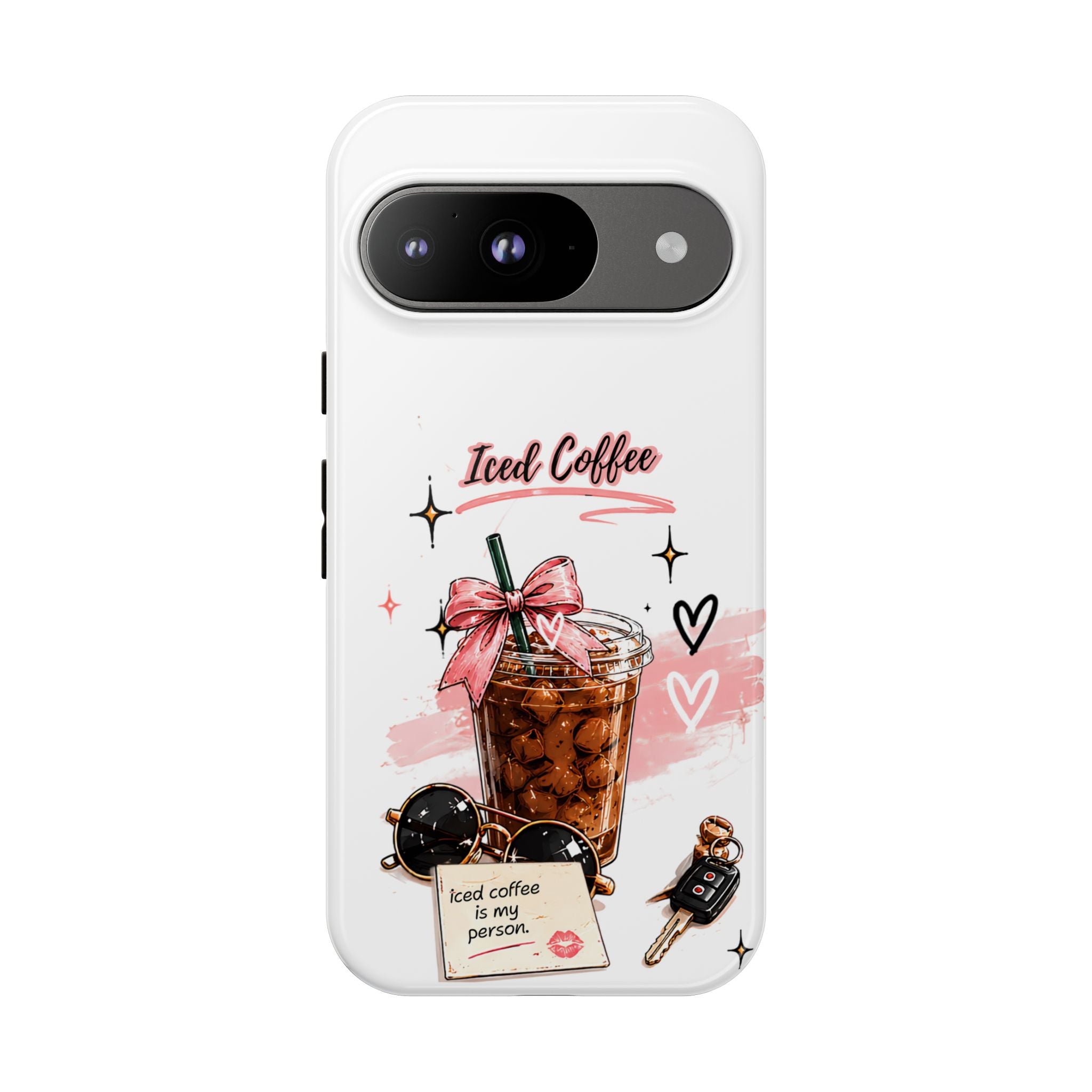 Iced Coffee Phone Case – Cute Pink Boba Design ("Iced coffee is my person")