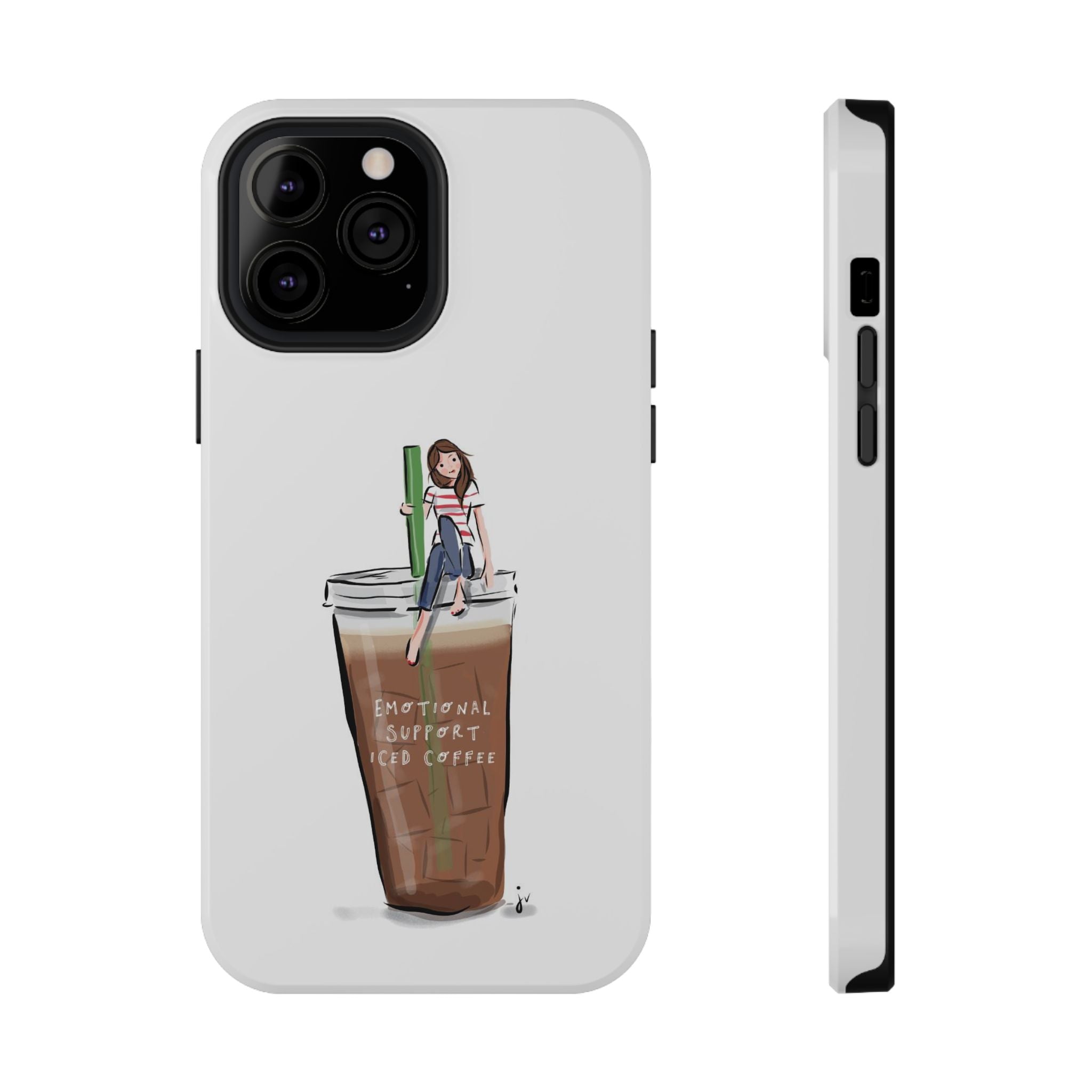Iced Coffee & Me Phone Case — Cute Illustration 'Emotional Support Iced Coffee' Impact-Resistant Case