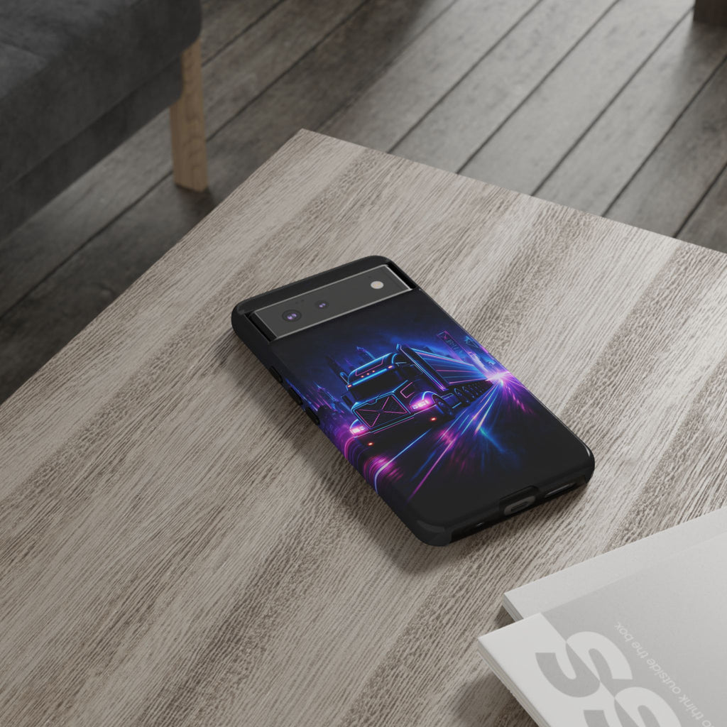 Neon Retro Rig Phone Case — Trucker Semi Truck Nightscape Protective Case