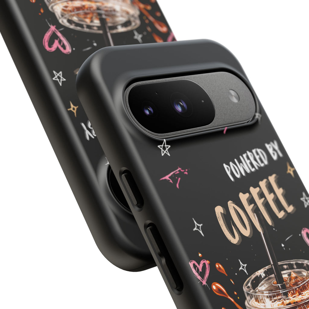 Phone Case — "Powered by Coffee & Chaos" Iced Coffee Protective Cover