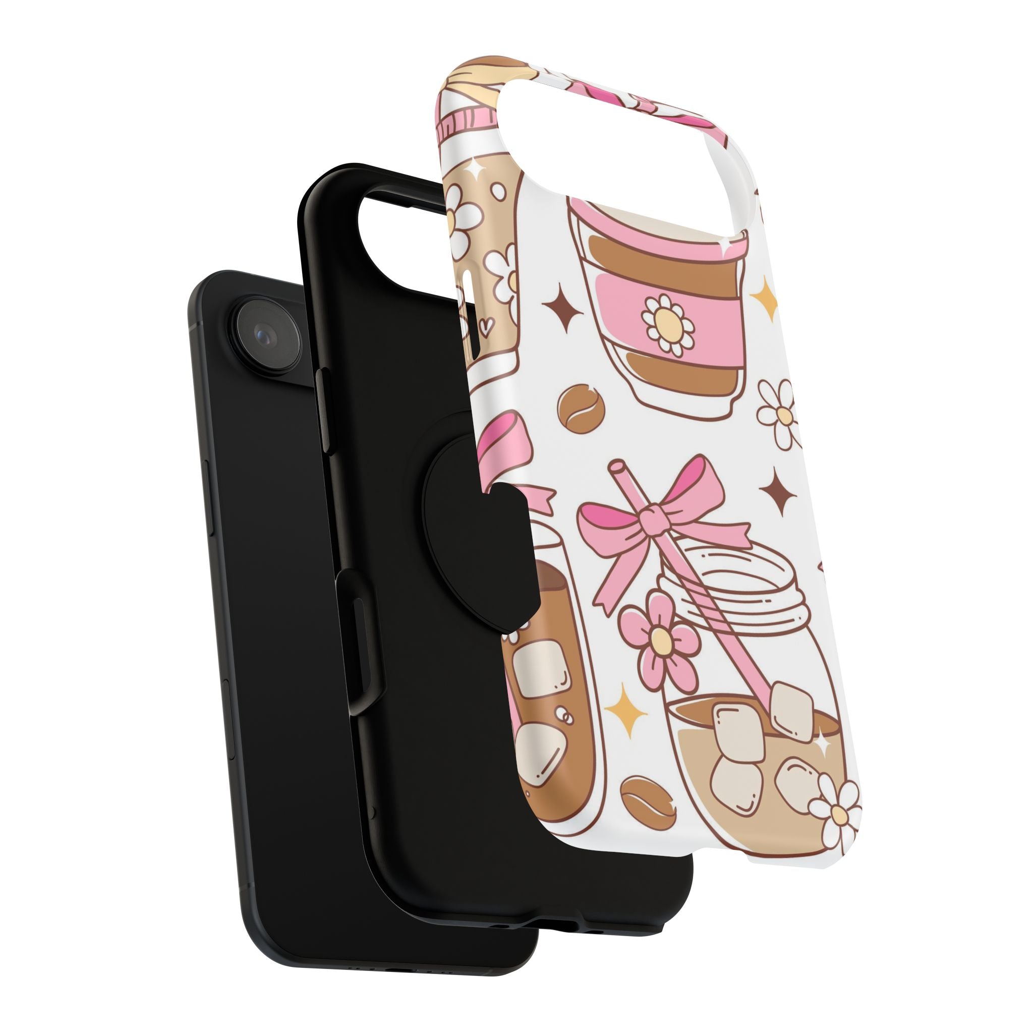 Cute Pink Coffee & Latte Pattern Impact Phone Case