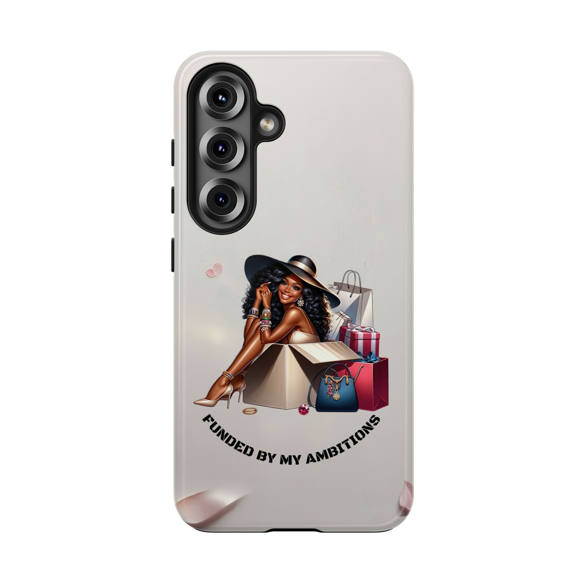 Chic Shopper Tough Phone Case — Stylish Black Woman with Shopping Bags