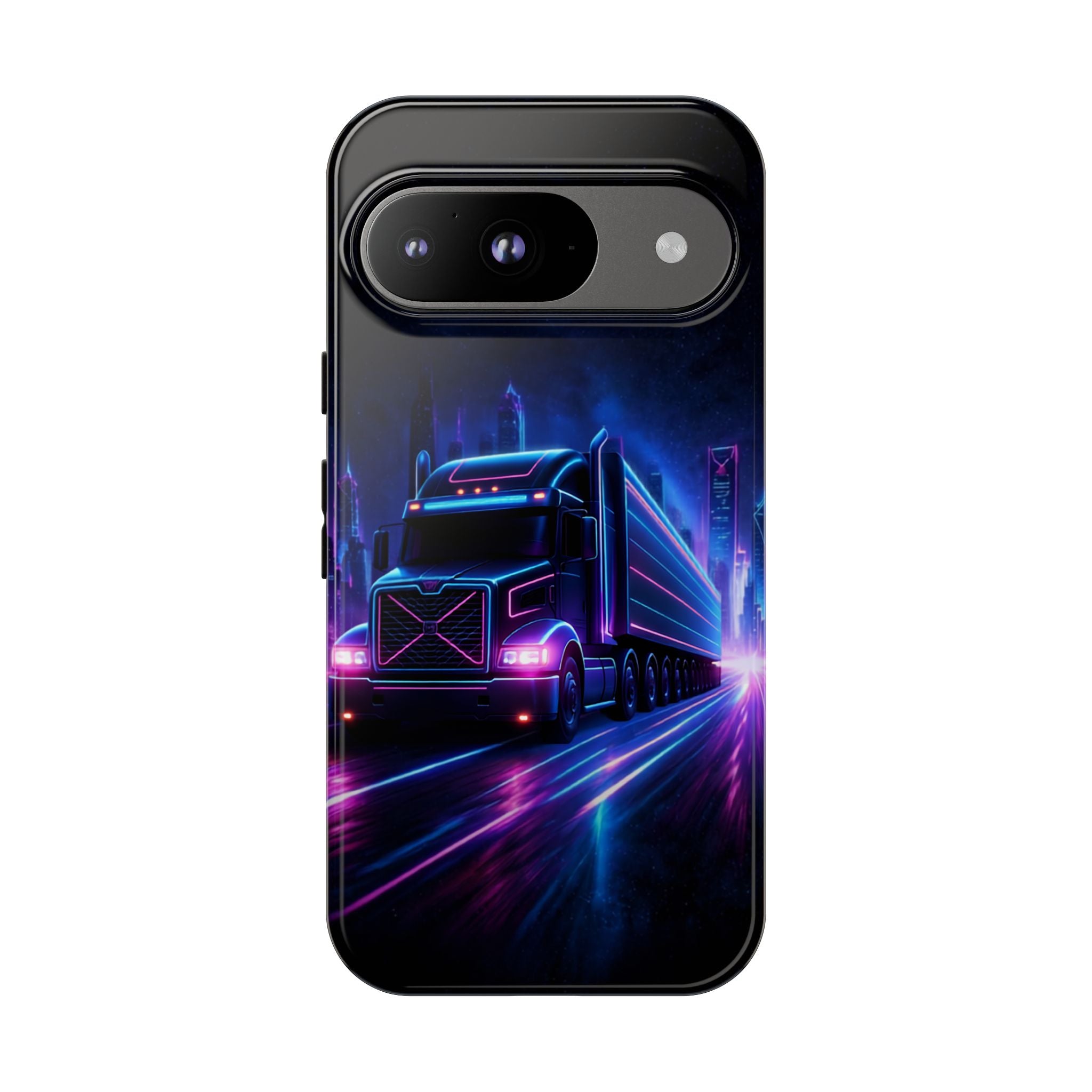 Neon Retro Rig Phone Case — Trucker Semi Truck Nightscape Protective Case
