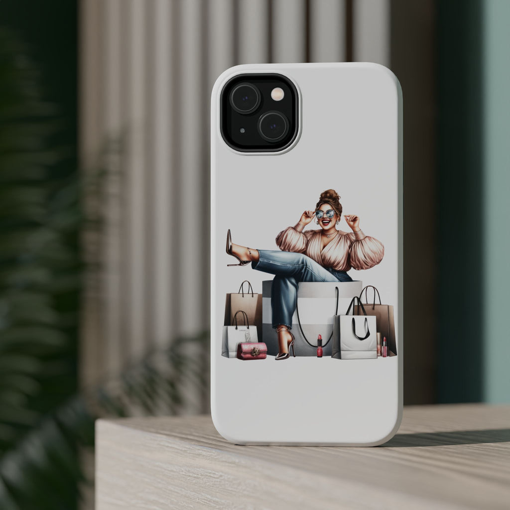 Magnetic Impact-Resistant Case — Luxury Shopper Goddess on Clouds Phone Cover