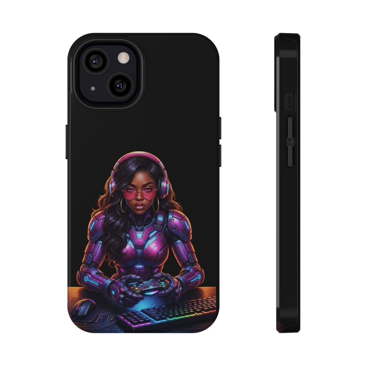 Gamer Girl Cyber Armor Phone Case — Impact‑Resistant Protective Cover