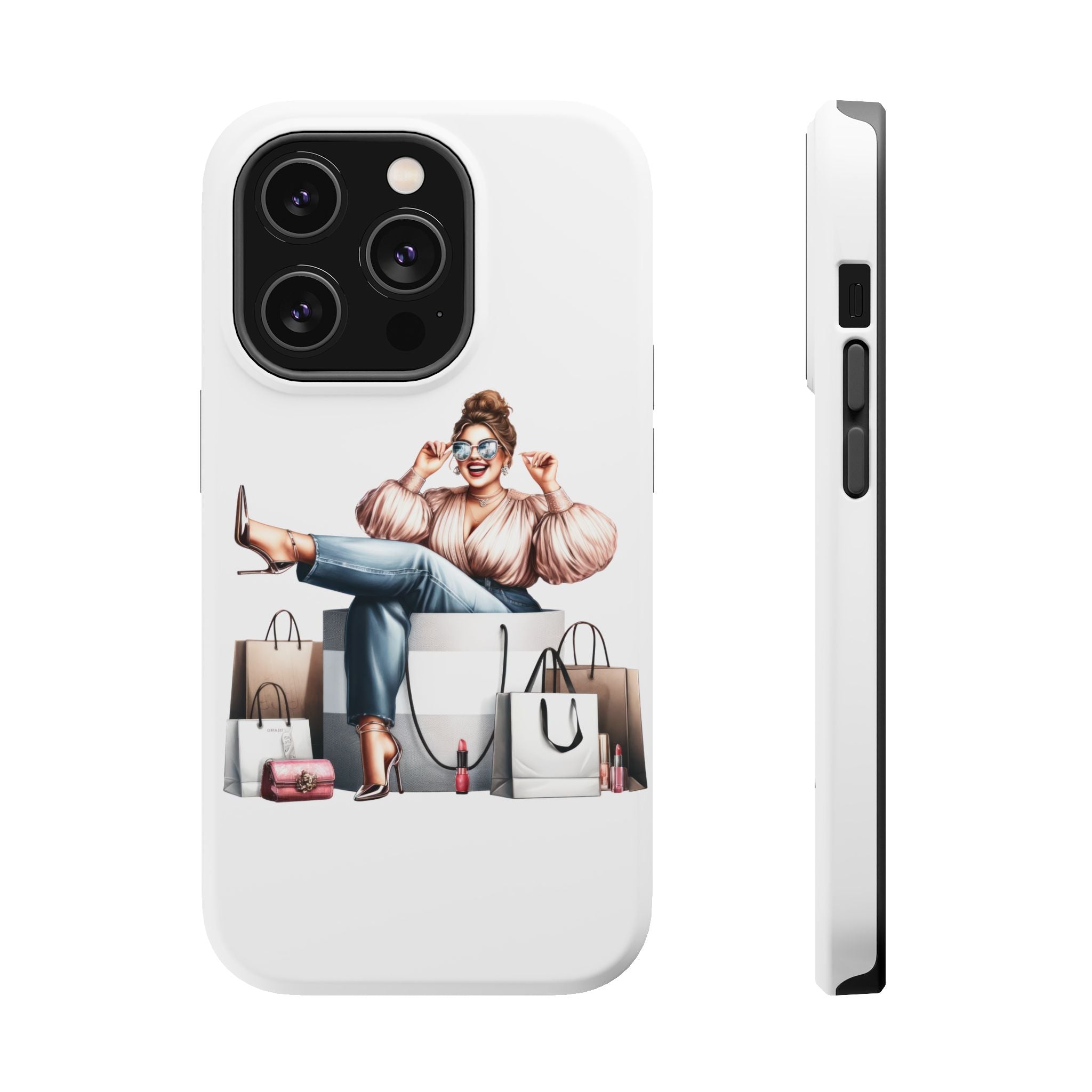 Magnetic Impact-Resistant Case — Luxury Shopper Goddess on Clouds Phone Cover