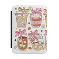 Cute Coffee & Sweets Kindle Case — Pink Floral Iced Coffee Pattern