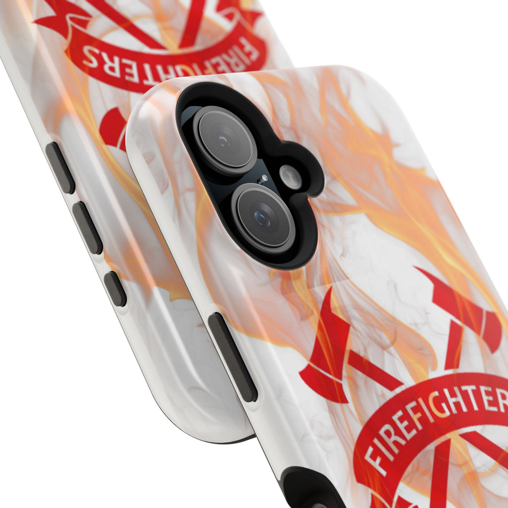 Firefighters Magnetic Impact-Resistant Phone Case — Flame Design with Maltese Cross