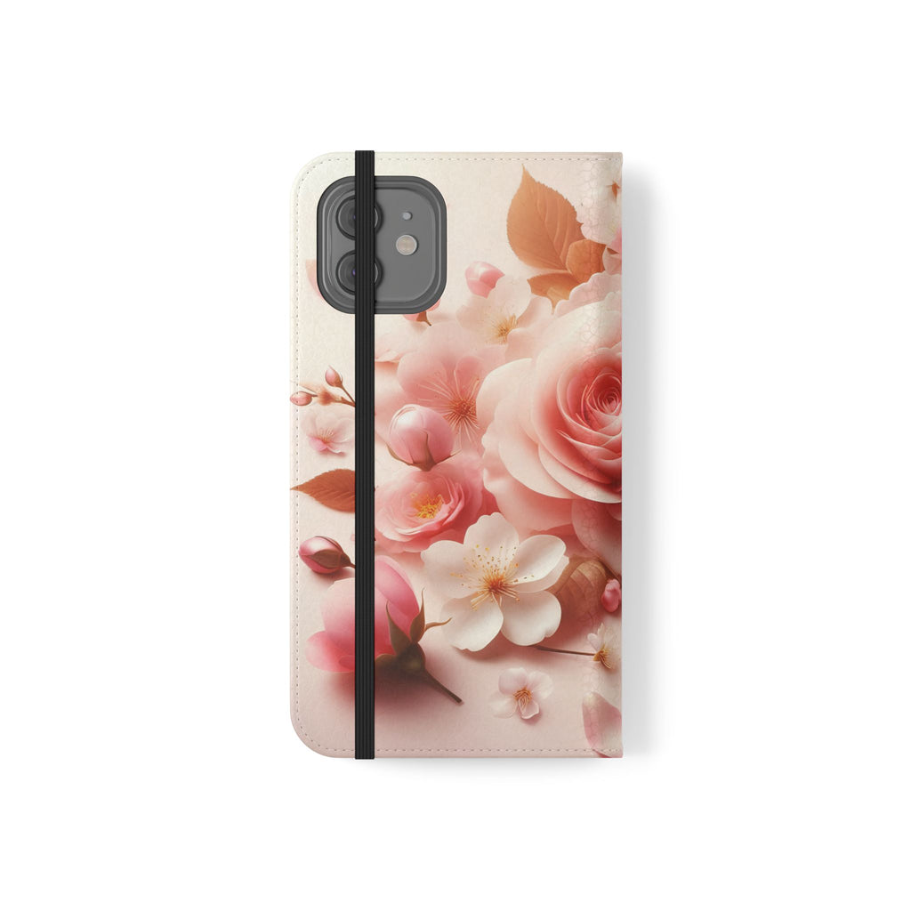 Floral Rose Flip Case — Pink Blossom Wallet Phone Cover