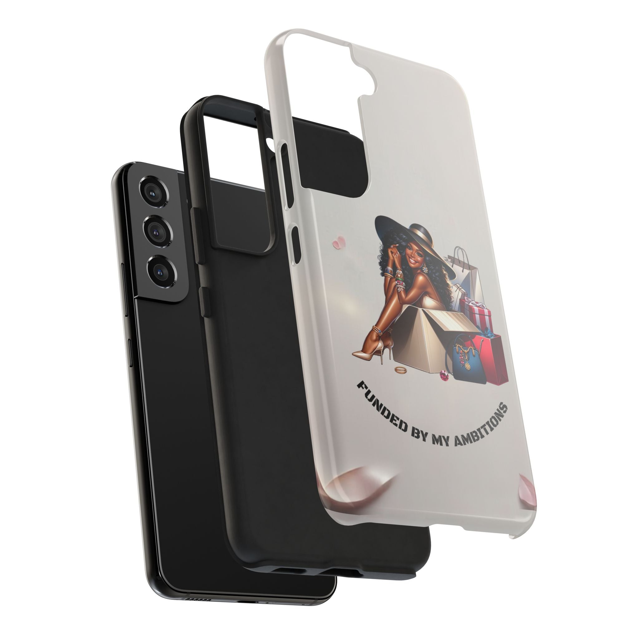 Chic Shopper Tough Phone Case — Stylish Black Woman with Shopping Bags