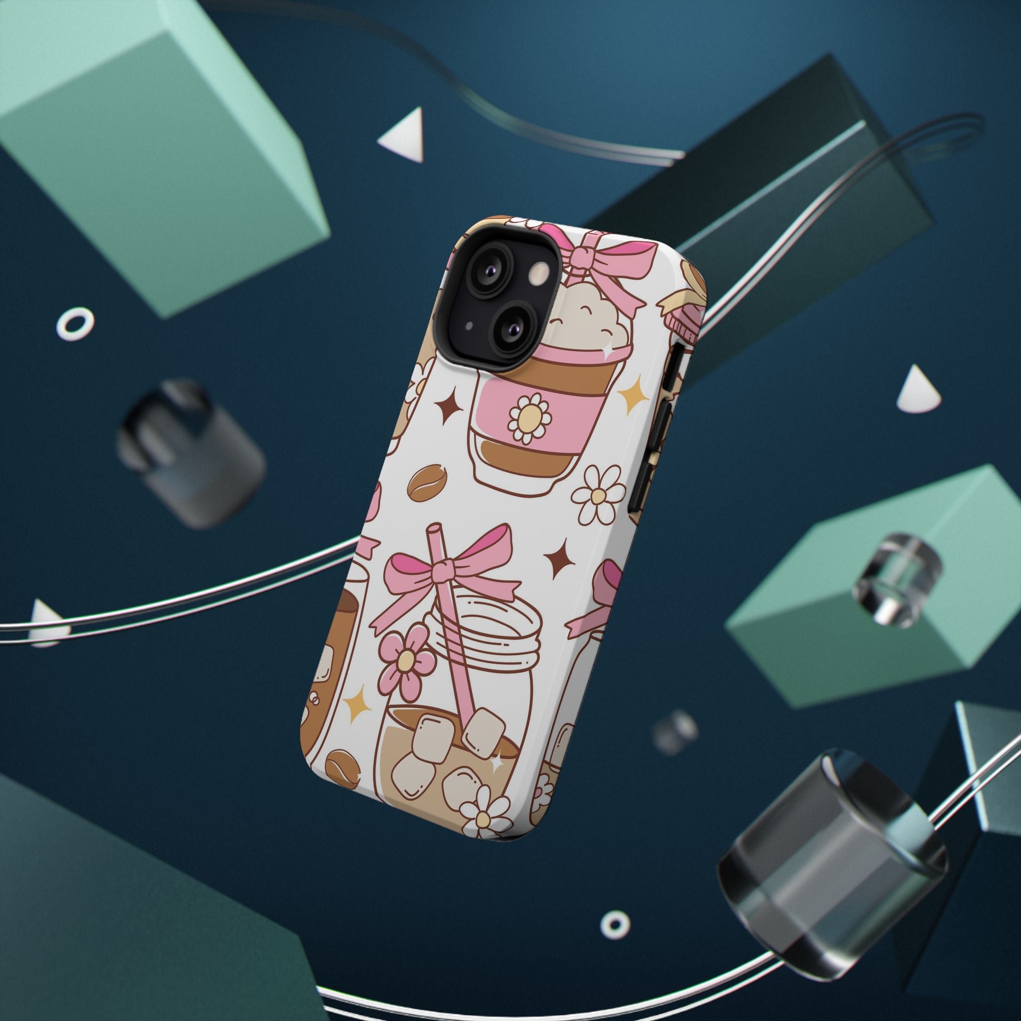 Cute Pink Coffee & Latte Pattern Impact Phone Case