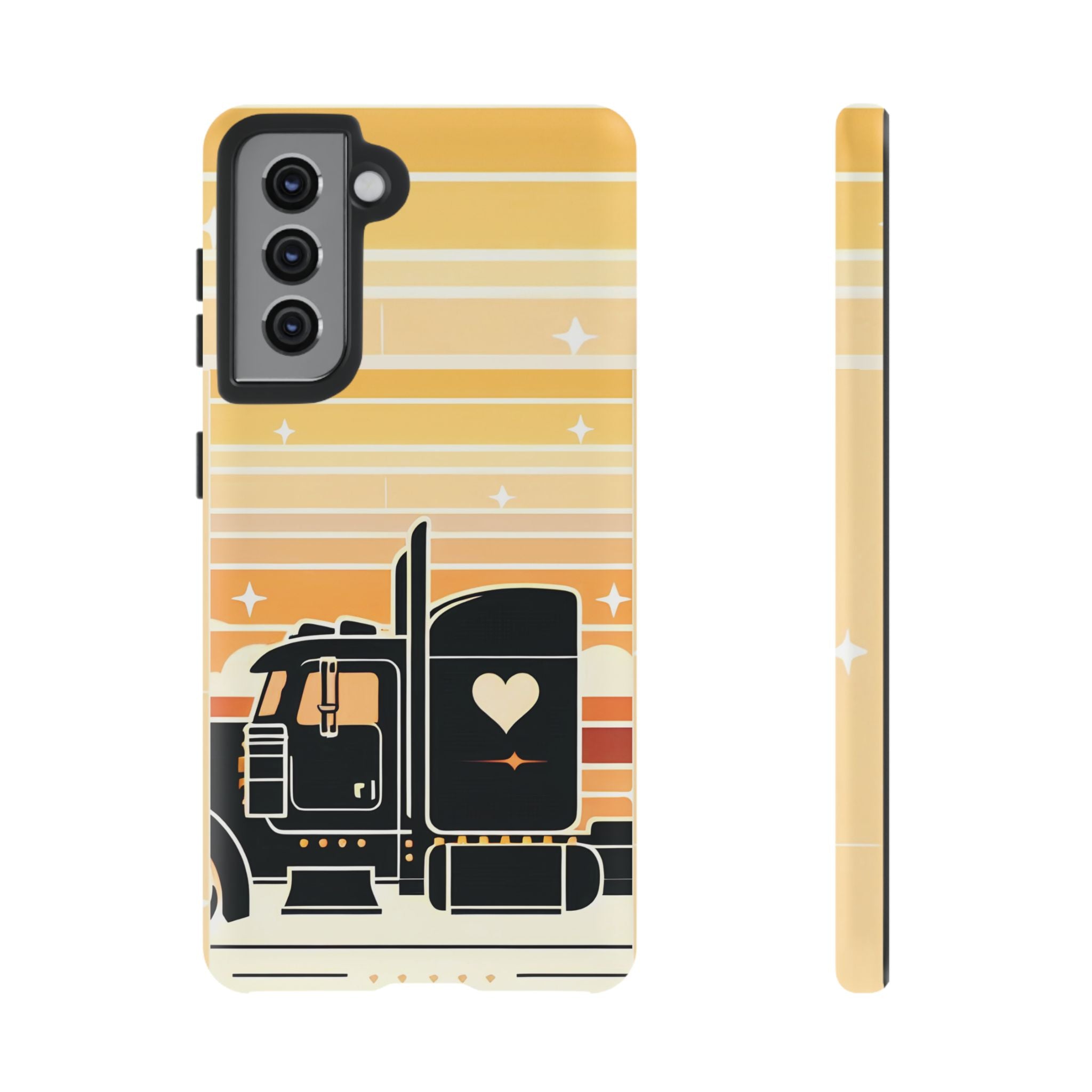 Trucker Heart Phone Case — Retro Semi Truck Protective Phone Cover