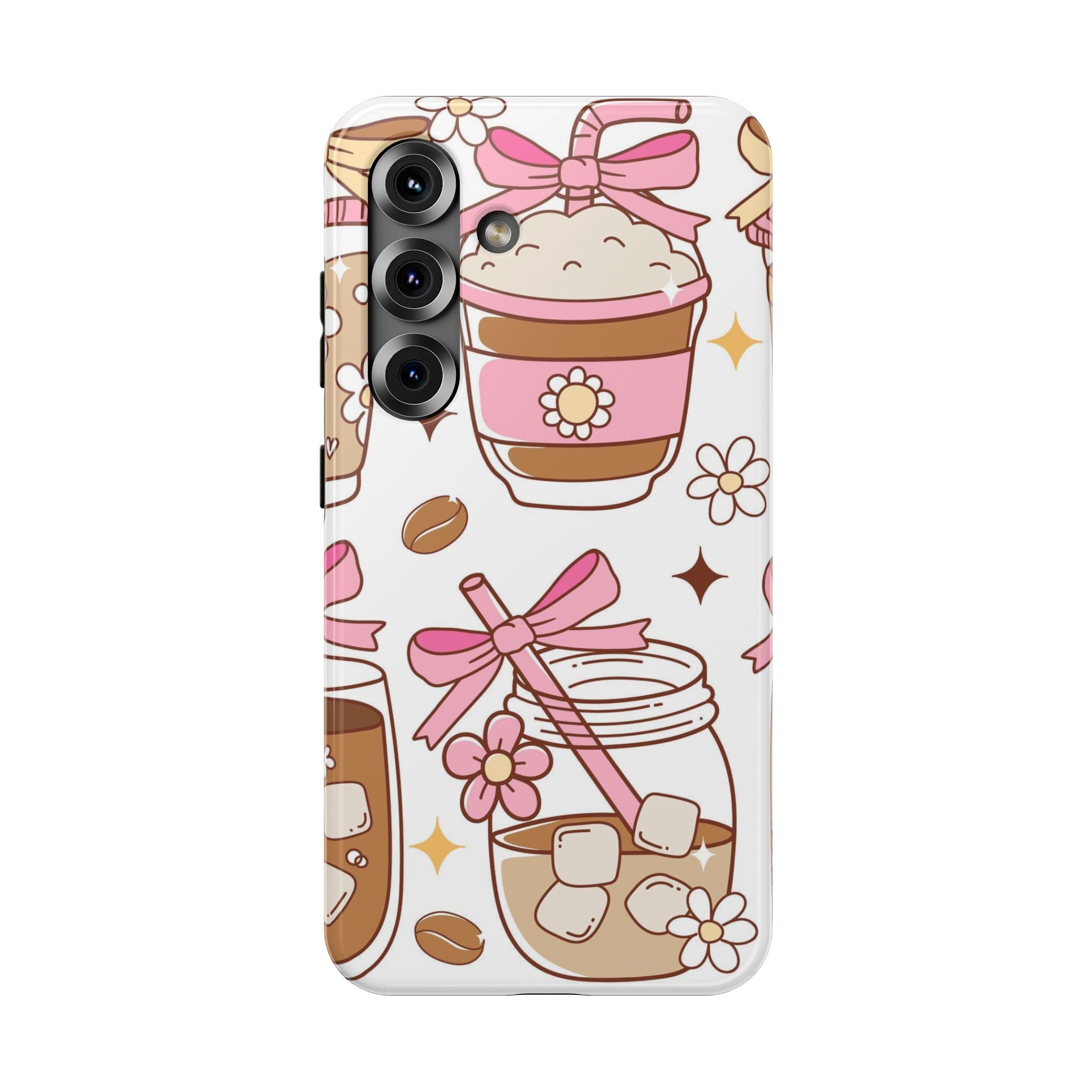 Cute Pink Coffee & Latte Pattern Impact Phone Case