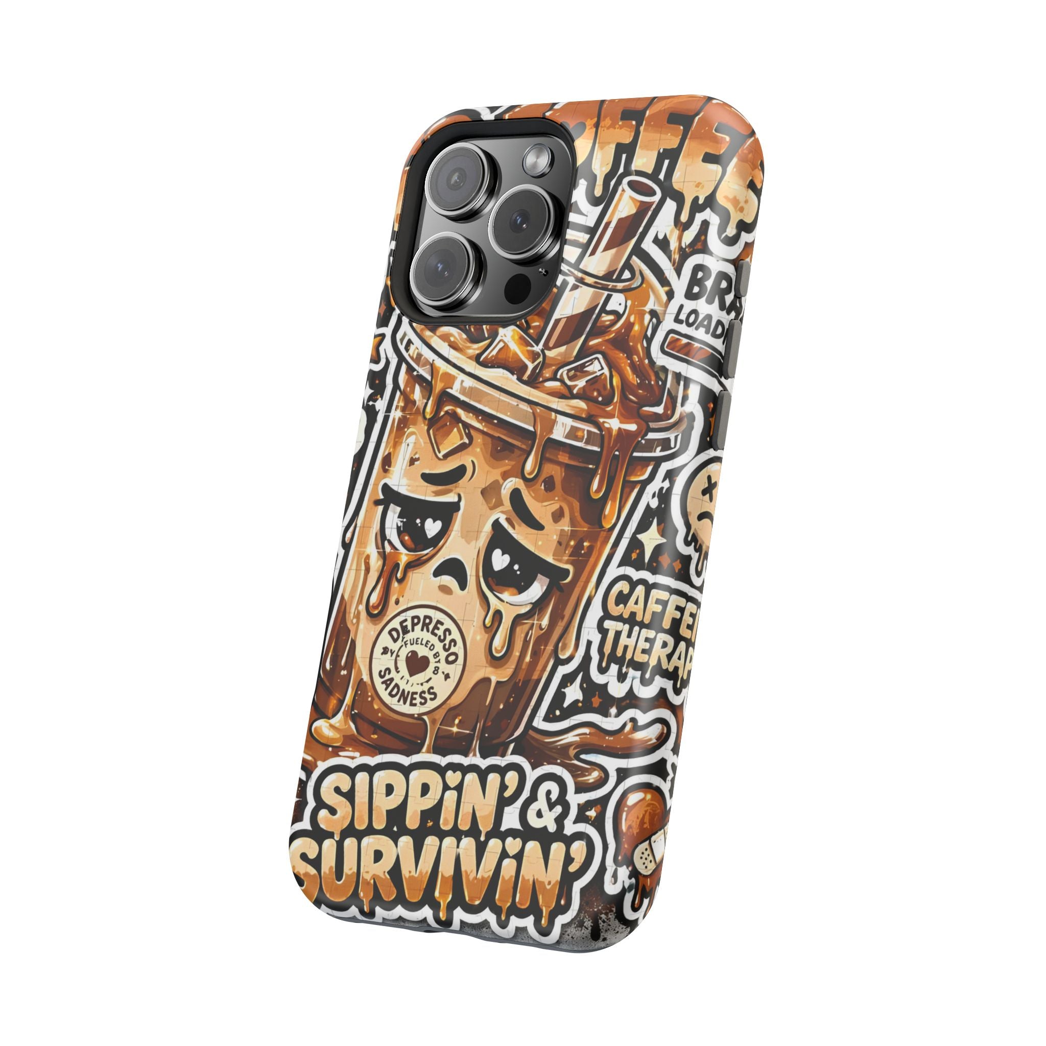 Iced Coffee Phone Case — “Sippin' & Survivin'” Magnetic Impact-Resistant Case