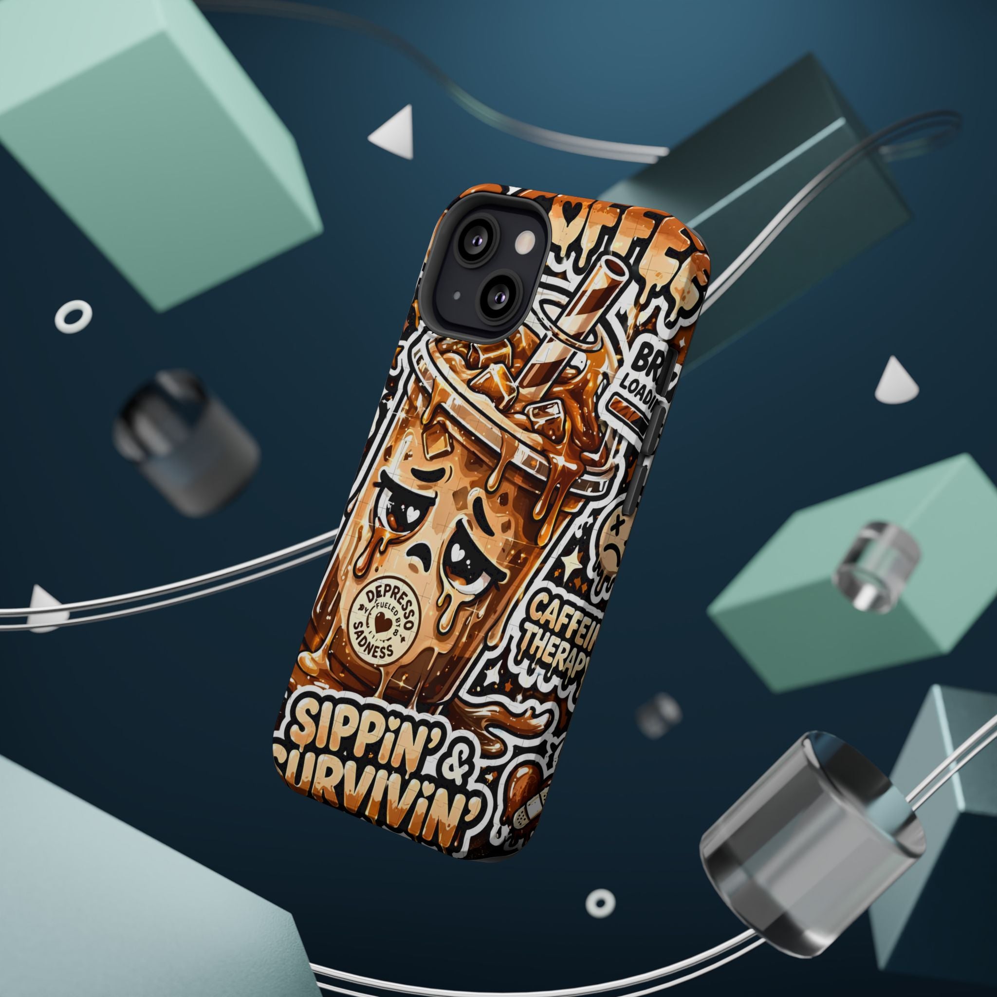 Iced Coffee Phone Case — “Sippin' & Survivin'” Magnetic Impact-Resistant Case
