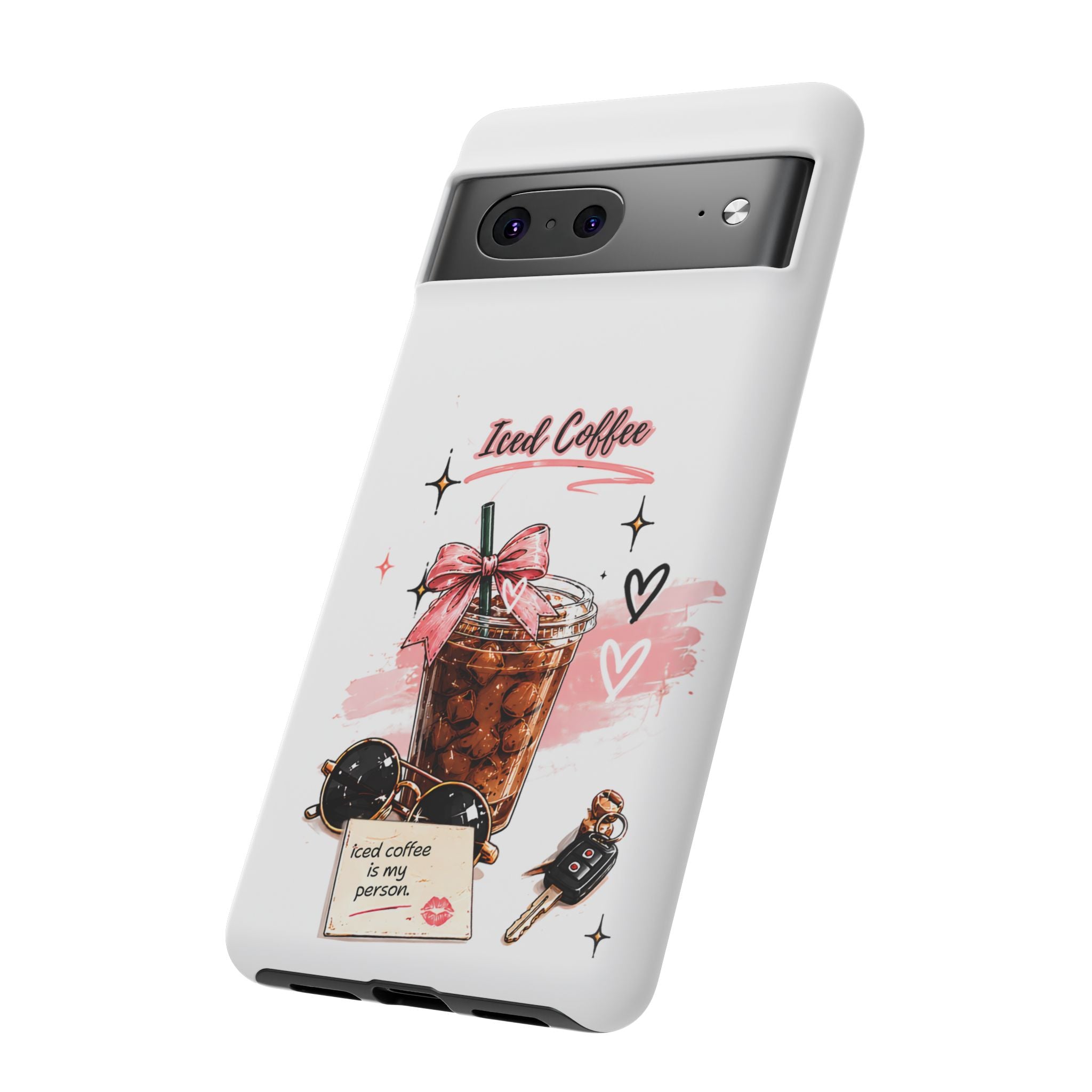 Iced Coffee Phone Case – Cute Pink Boba Design ("Iced coffee is my person")