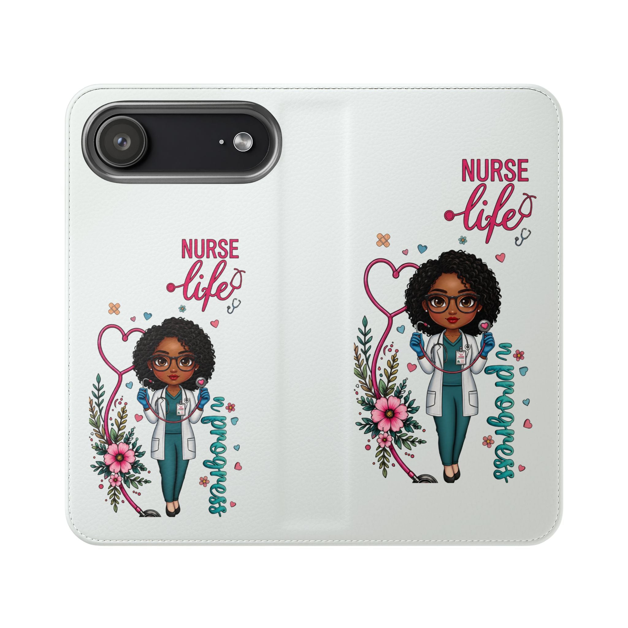 Nurse Life Floral Flip Phone Case - Medical RN Wallet Cover