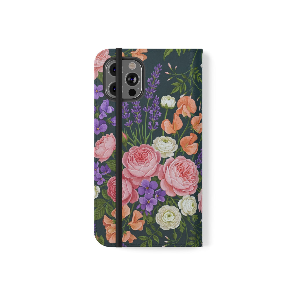 Floral Flip Phone Case -Wallet Cover with Card Slots