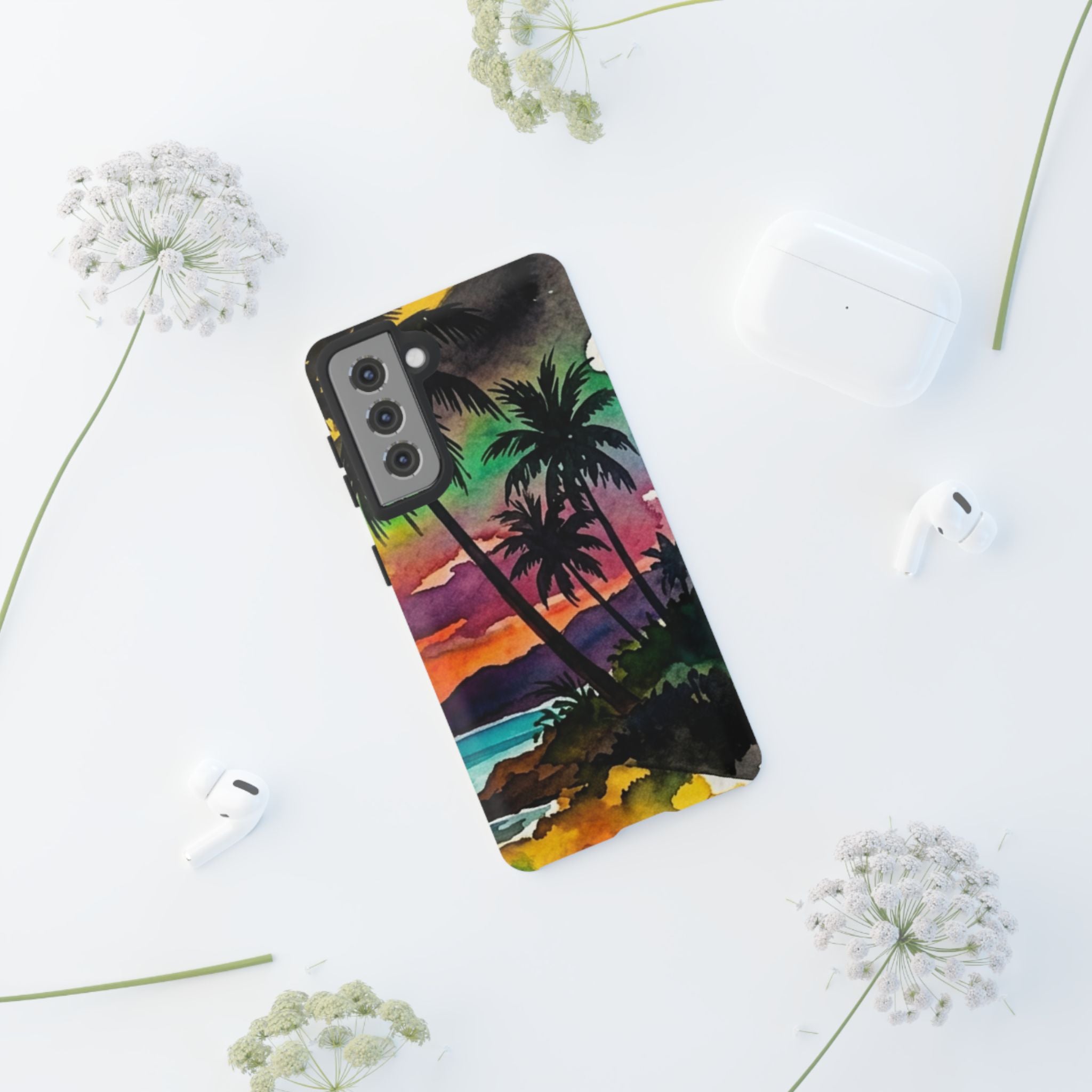 Tropical Sunset Phone Case – Palm Tree Beach Protective Cover