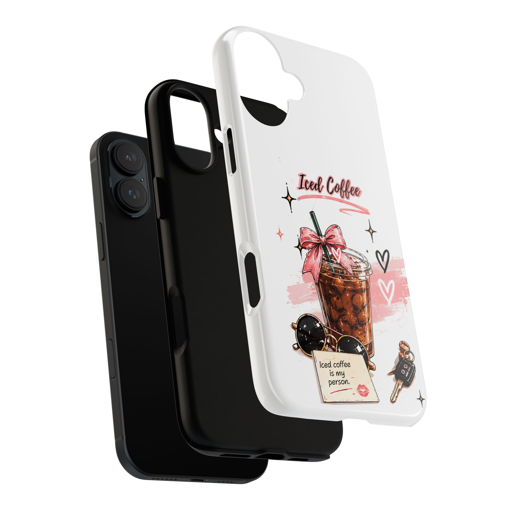 Iced Coffee Phone Case – Cute Pink Boba Design ("Iced coffee is my person")