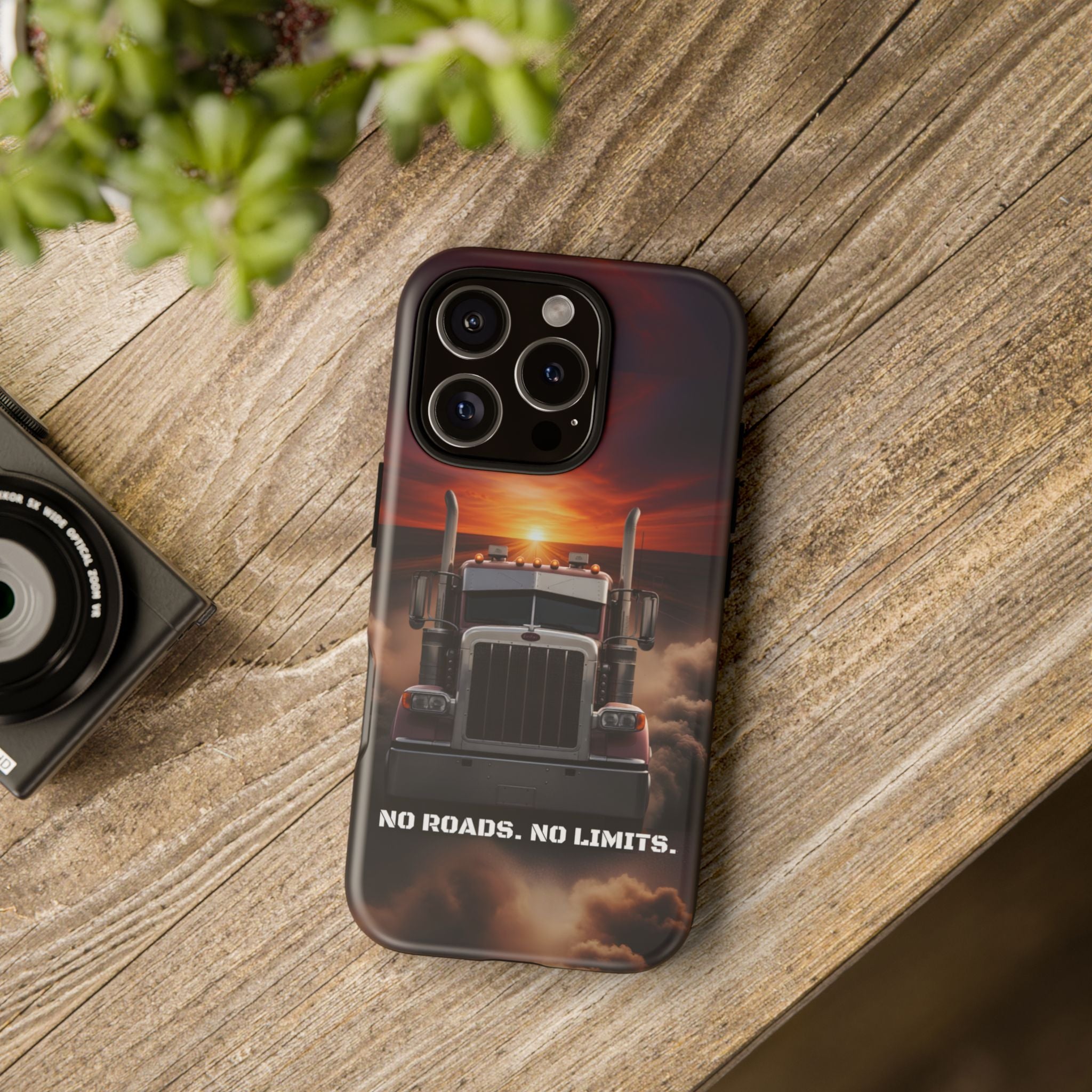Truck Phone Case — "No Roads. No Limits." Sunset Semi Truck Protective Case