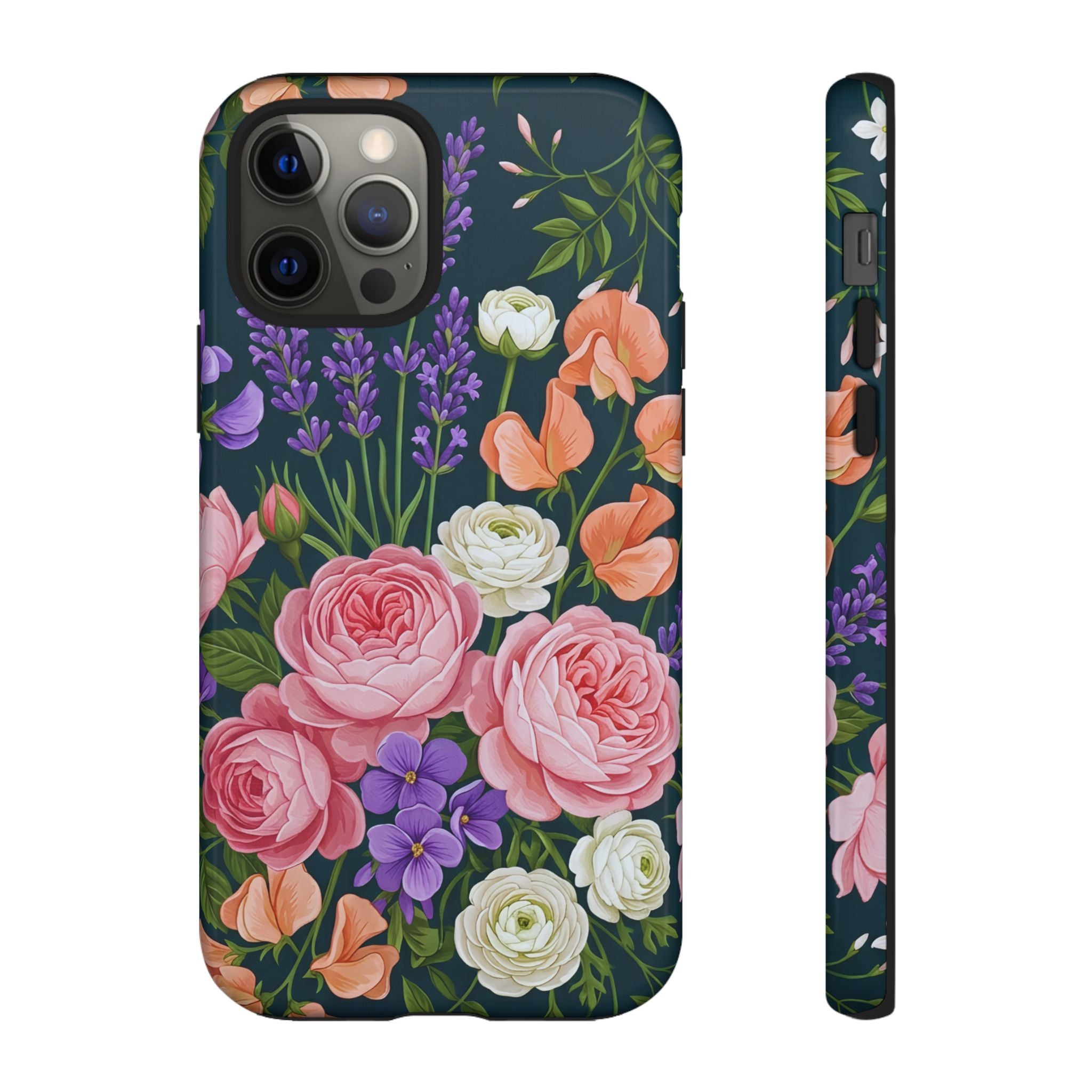 Floral Bouquet Phone Case — Vintage Roses & Lavender Protective Cover