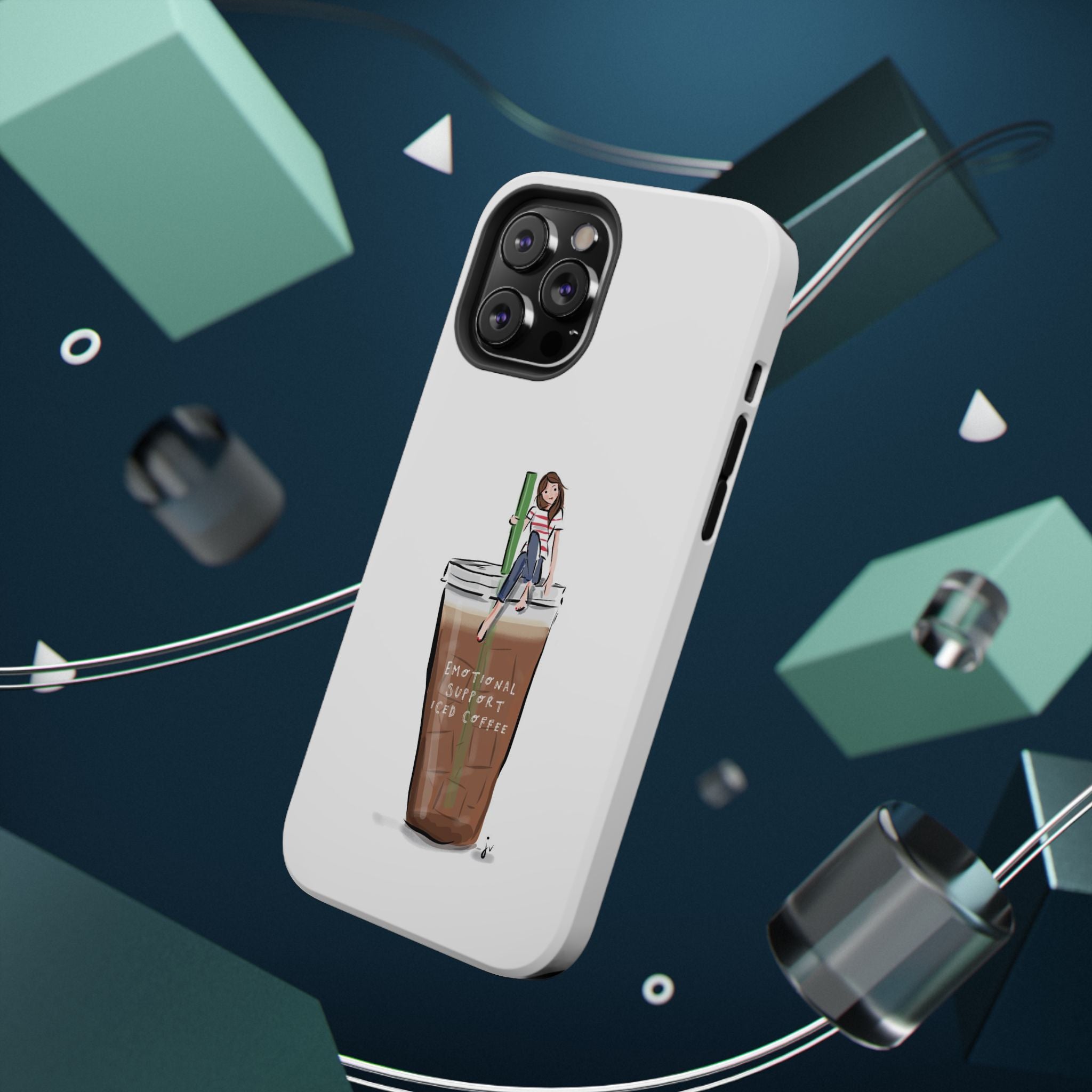 Iced Coffee & Me Phone Case — Cute Illustration 'Emotional Support Iced Coffee' Impact-Resistant Case