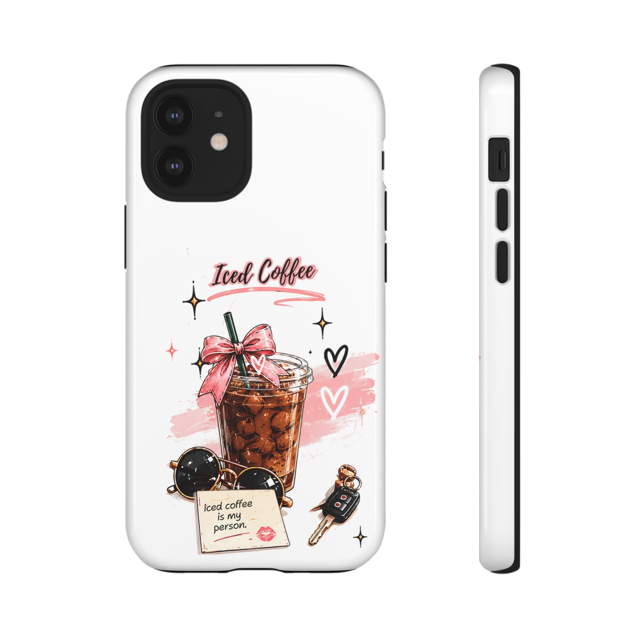 Iced Coffee Phone Case – Cute Pink Boba Design ("Iced coffee is my person")