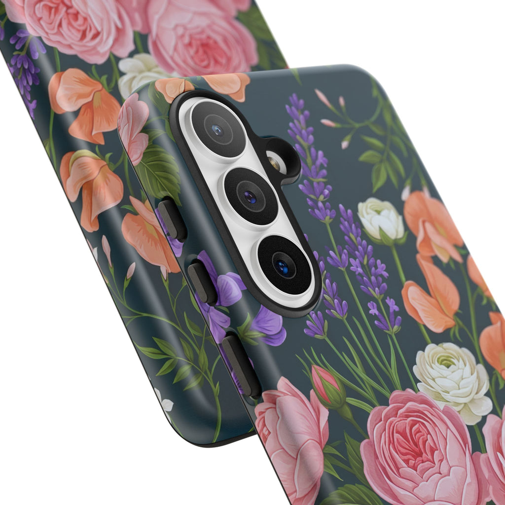 Floral Bouquet Phone Case — Vintage Roses & Lavender Protective Cover