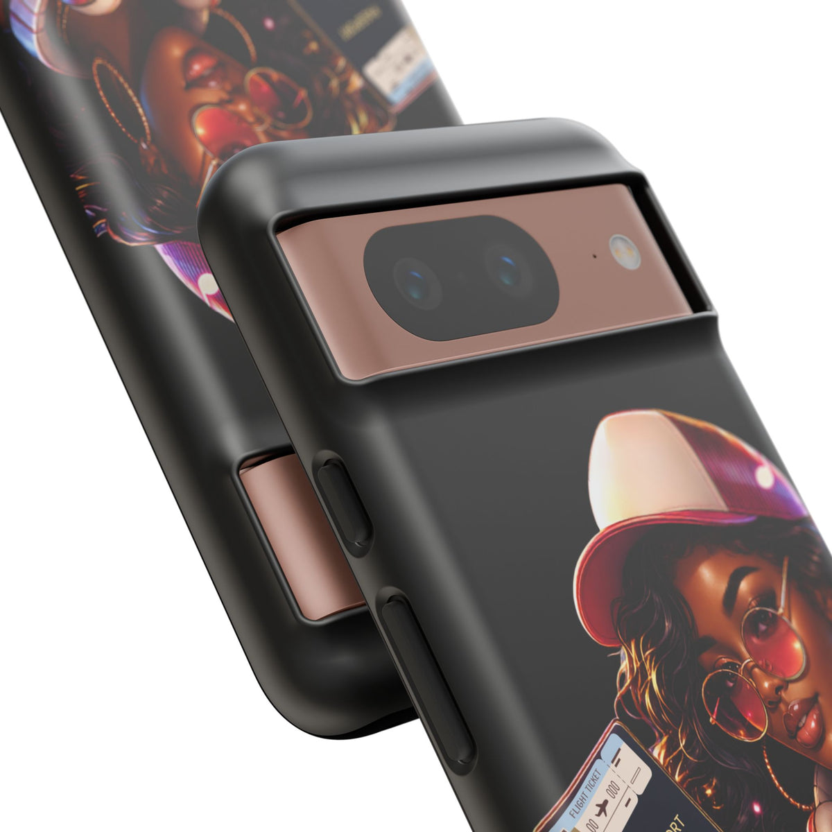 Tough Case – Stylized Urban Girl Phone Case with Headphones & Passport