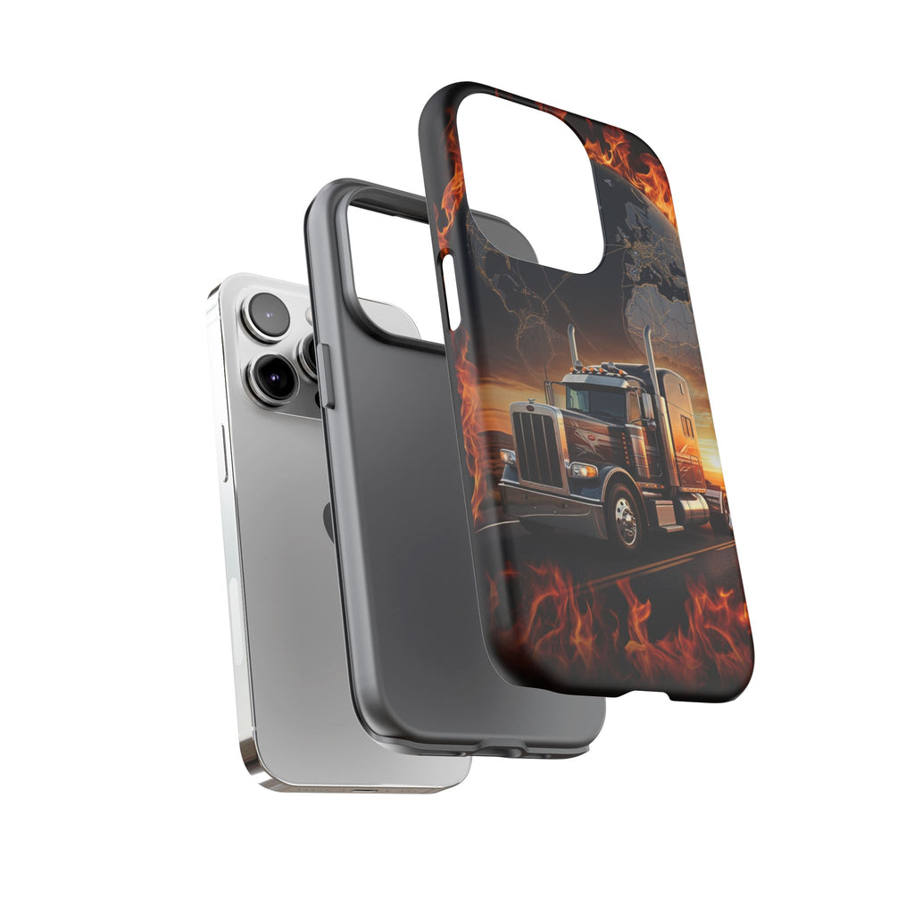 Truck Flames Phone Case — Bold Semi-Truck Globe Design