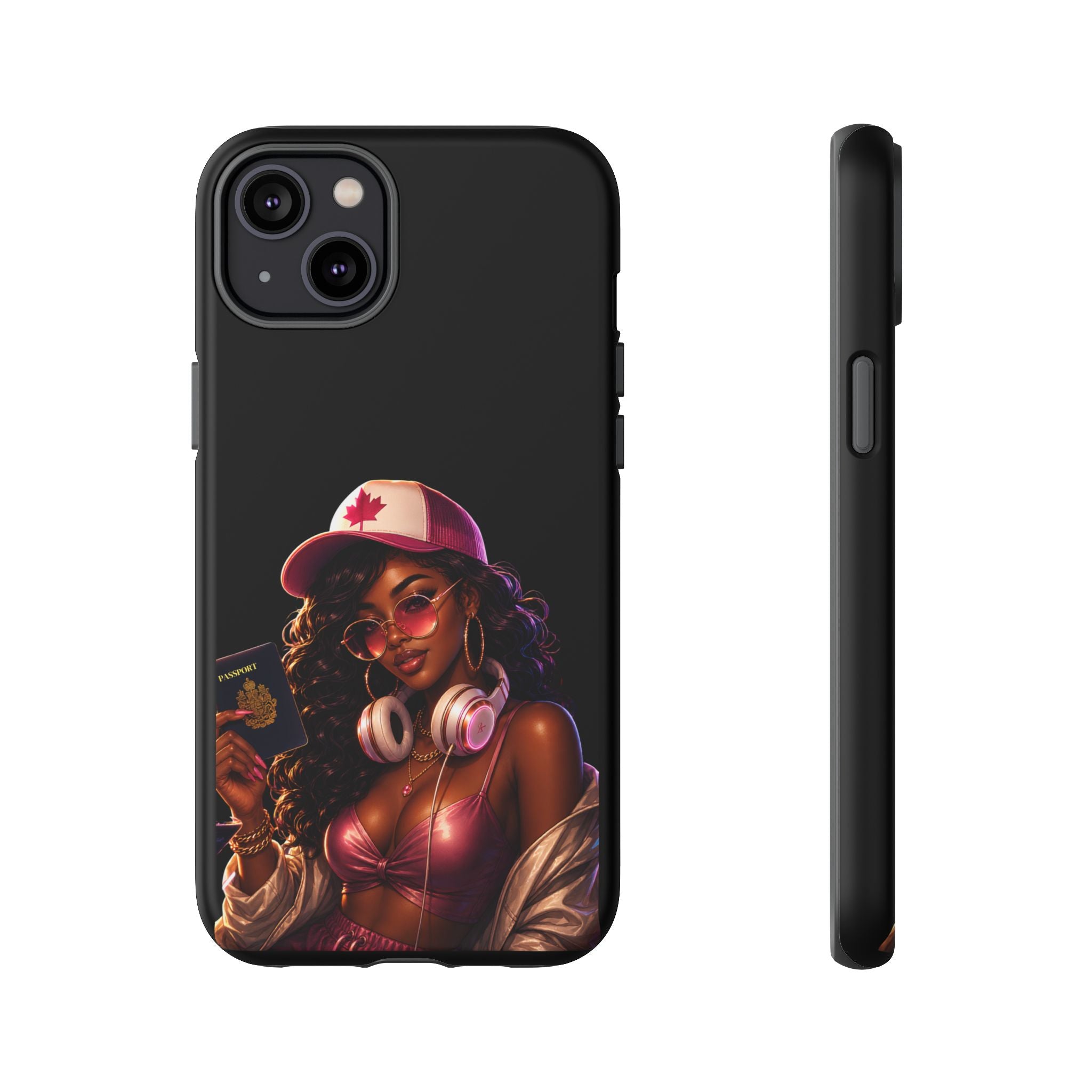 Phone Case — Stylish Urban Woman Design with Maple Cap