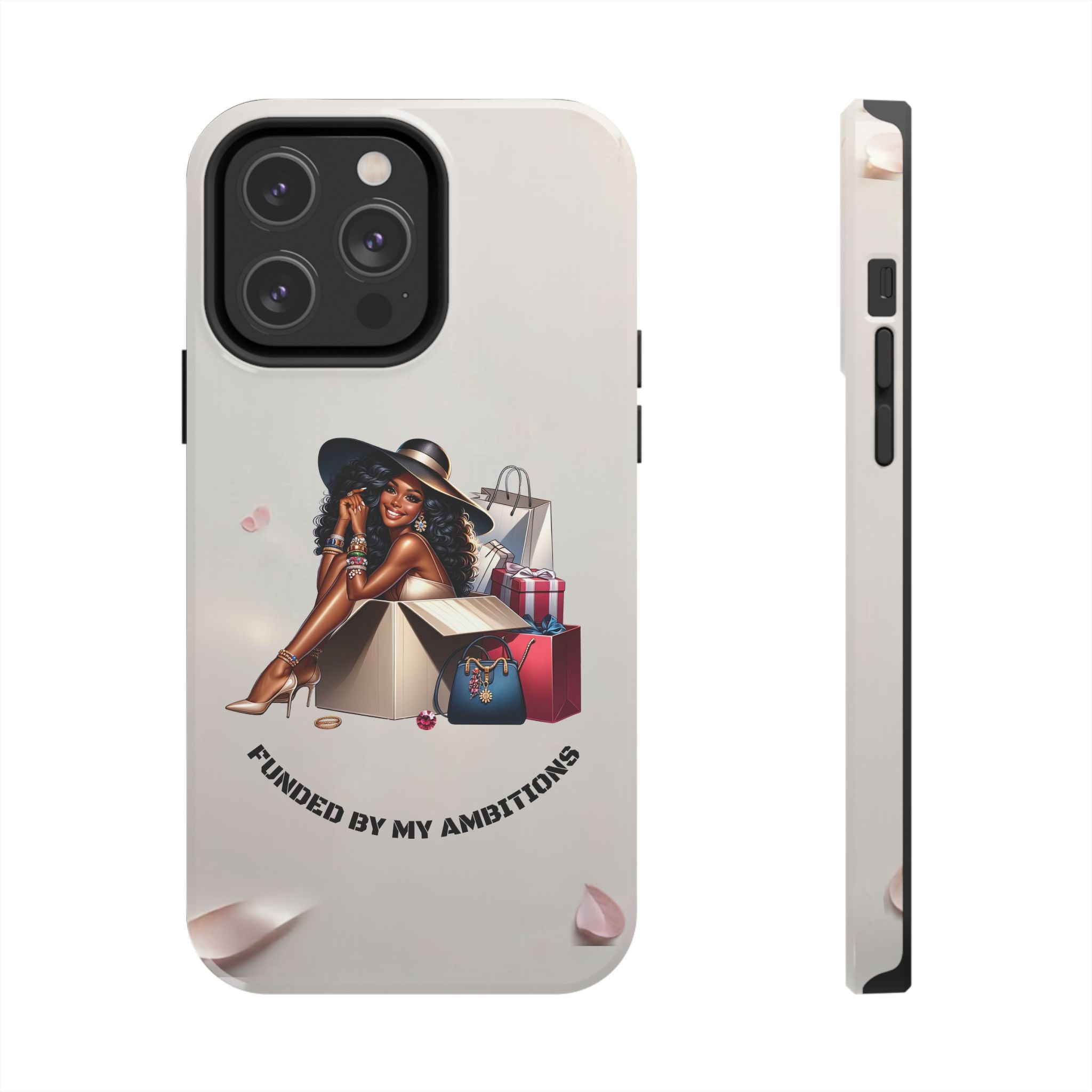 Chic Shopper Tough Phone Case — Stylish Black Woman with Shopping Bags