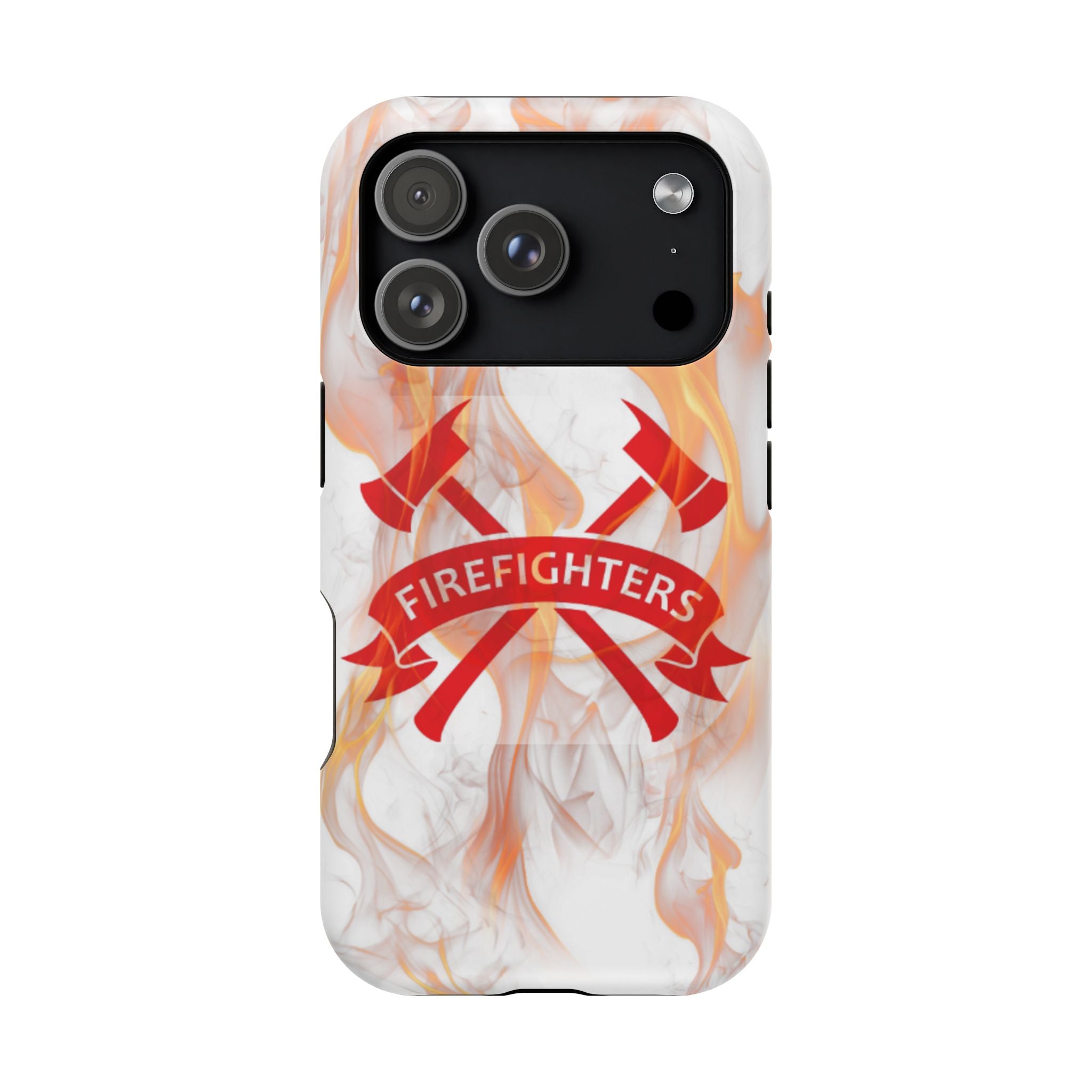 Firefighters Magnetic Impact-Resistant Phone Case — Flame Design with Maltese Cross