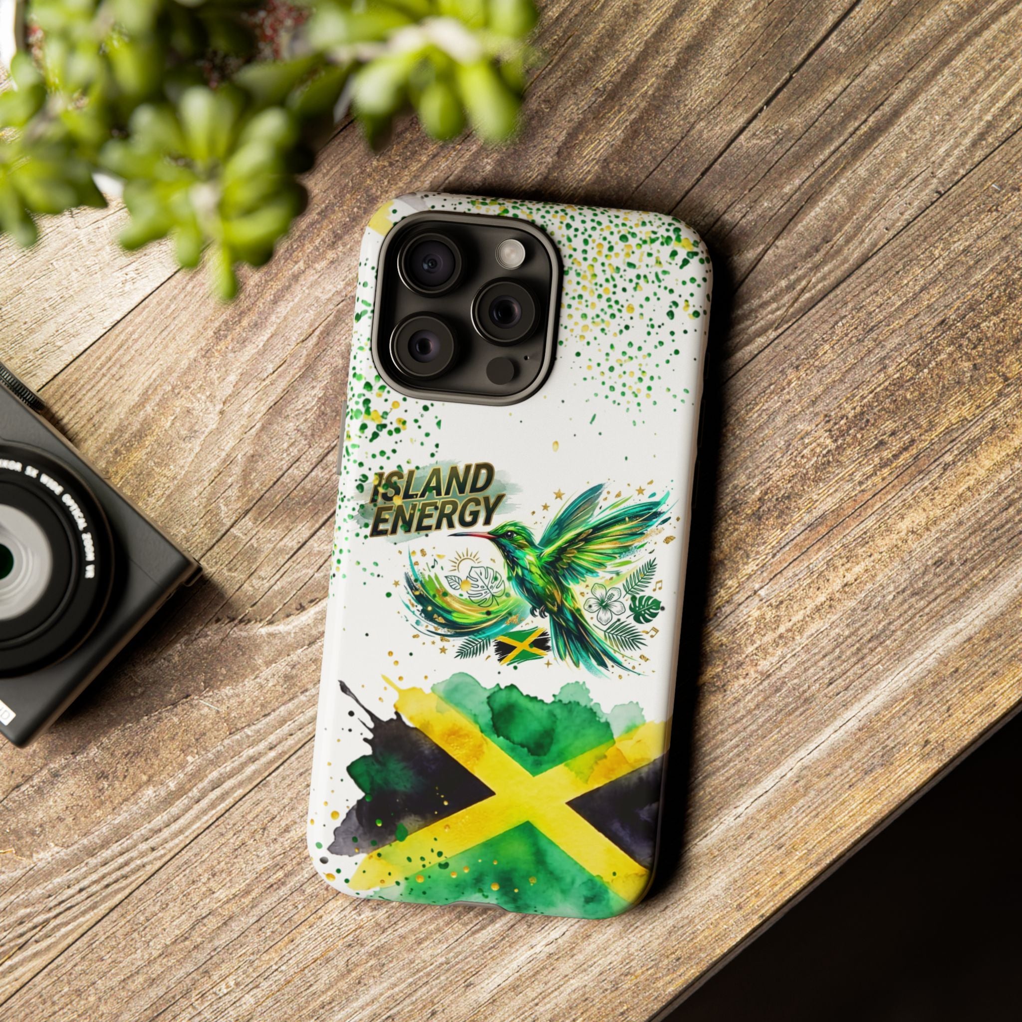 Island Energy Tough Phone Case — Colorful Hummingbird & Tropical Sunset Protective Cover