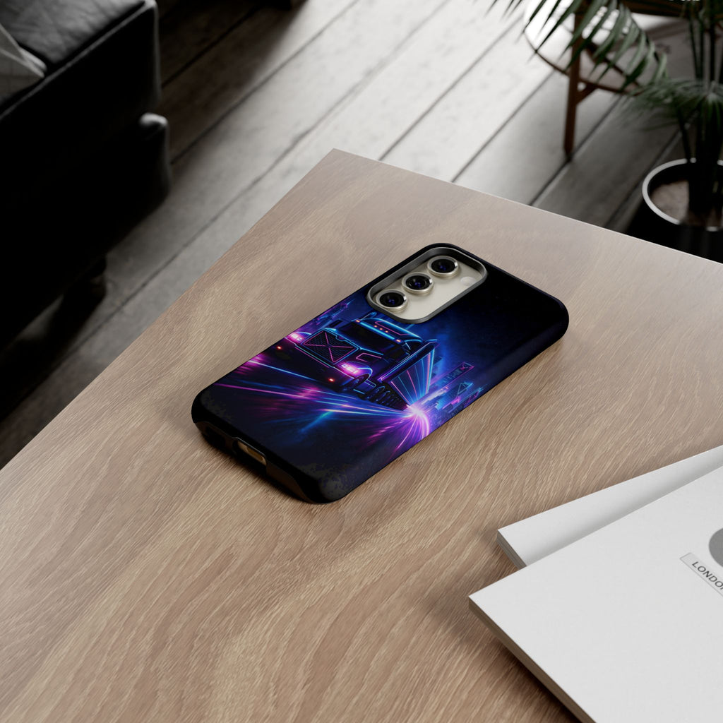 Neon Retro Rig Phone Case — Trucker Semi Truck Nightscape Protective Case