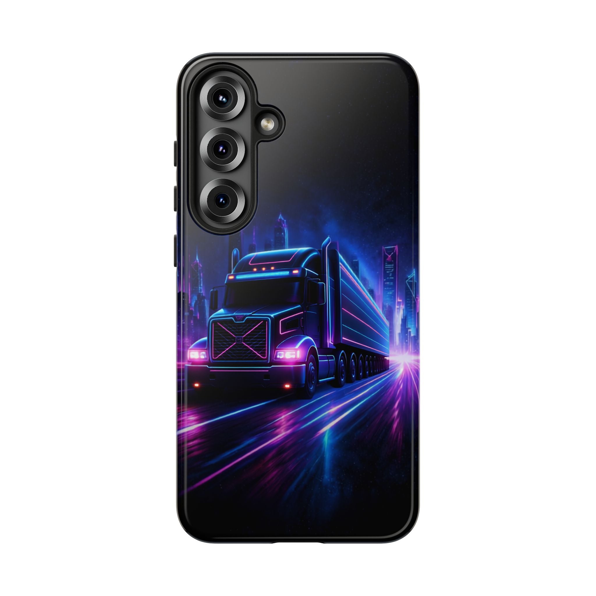 Neon Retro Rig Phone Case — Trucker Semi Truck Nightscape Protective Case