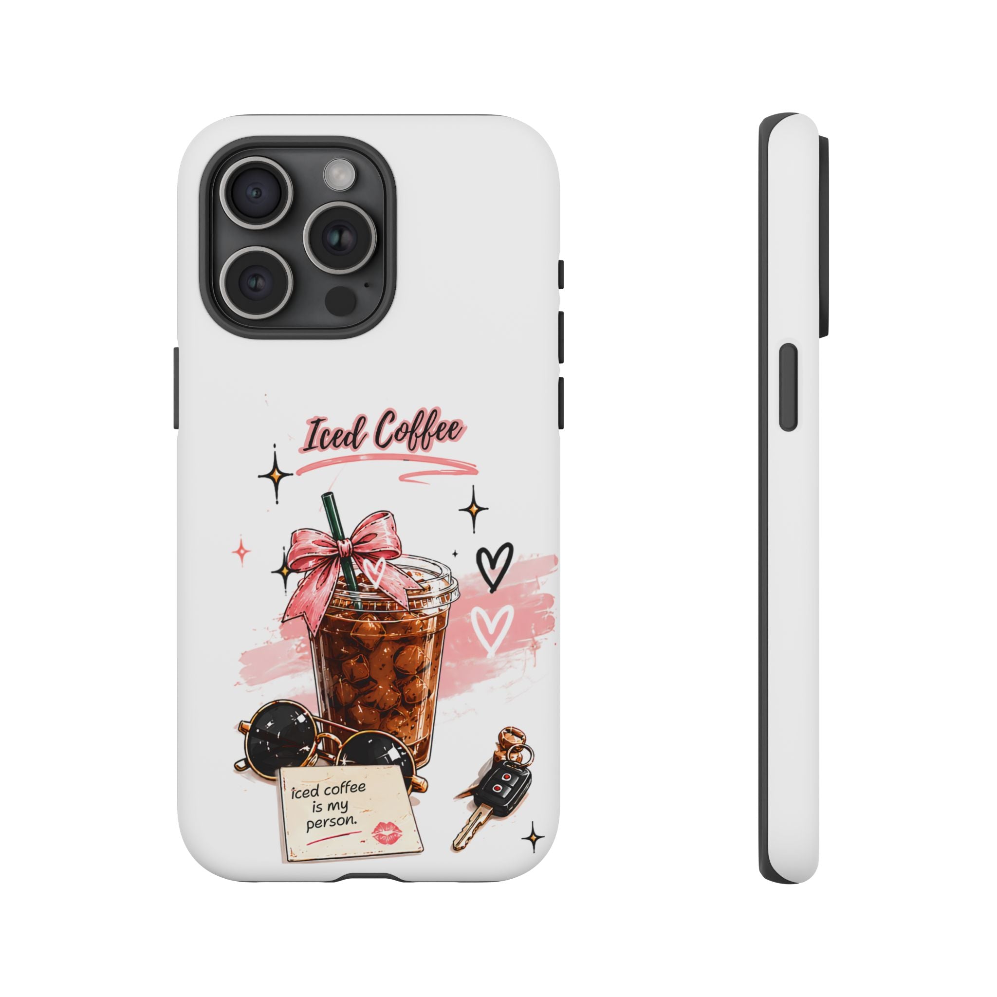 Iced Coffee Phone Case – Cute Pink Boba Design ("Iced coffee is my person")