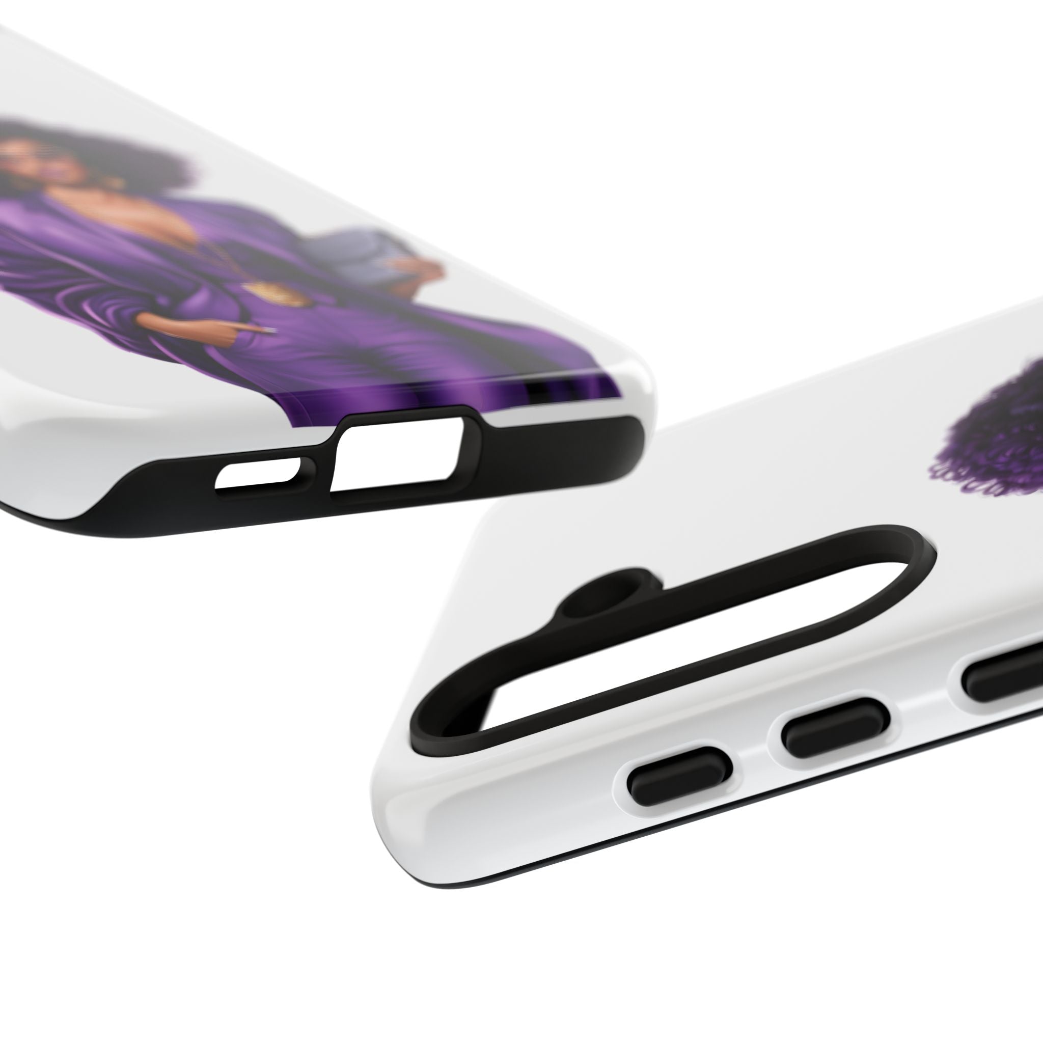 Purple Power Woman Phone Case — Afro Chic Businesswoman Protective Phone Cover