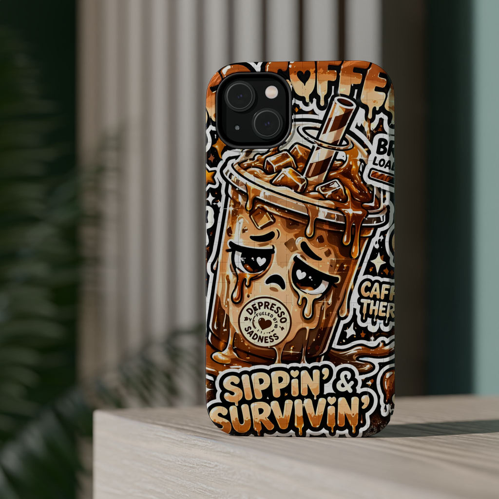 Iced Coffee Phone Case — “Sippin' & Survivin'” Magnetic Impact-Resistant Case