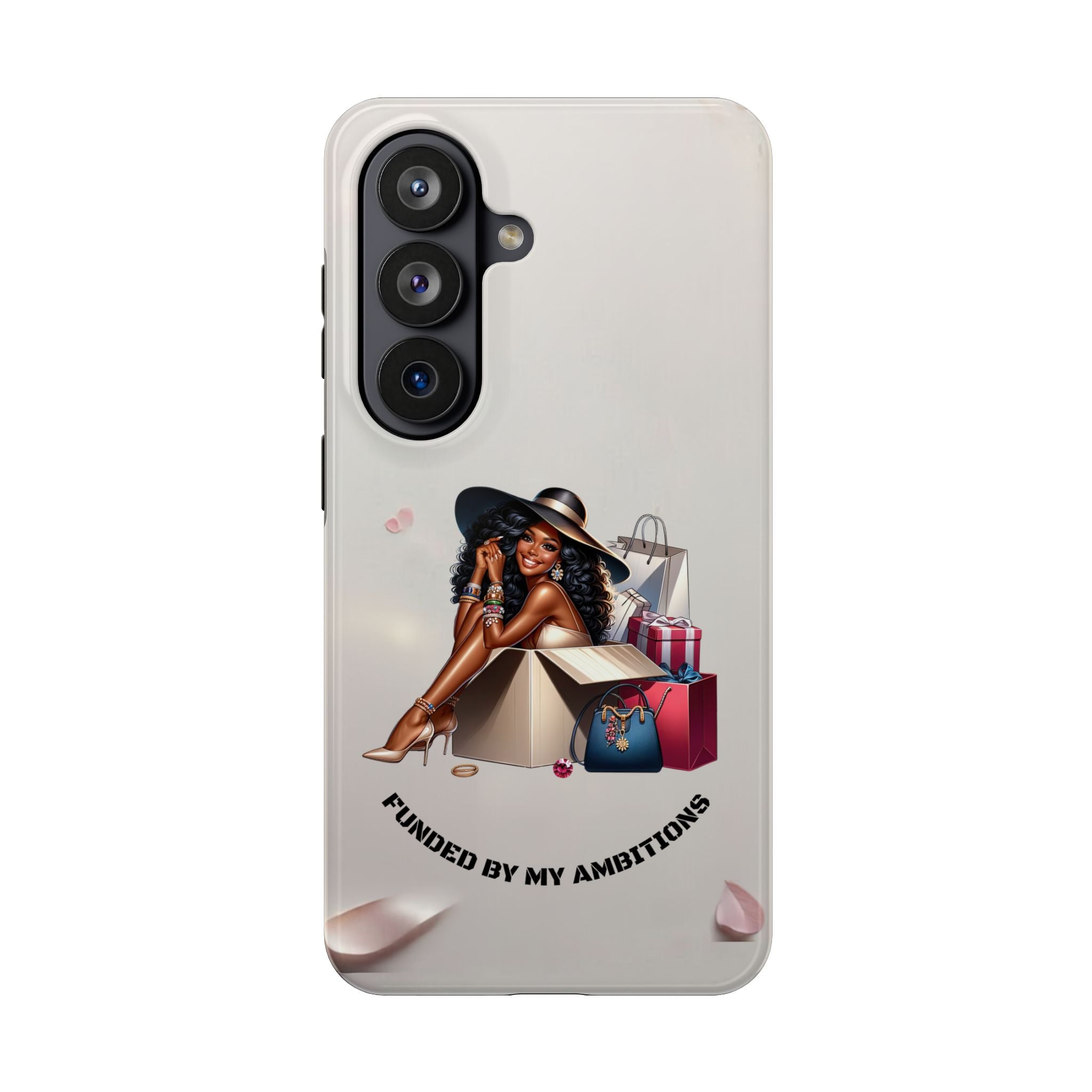 Chic Shopper Tough Phone Case — Stylish Black Woman with Shopping Bags