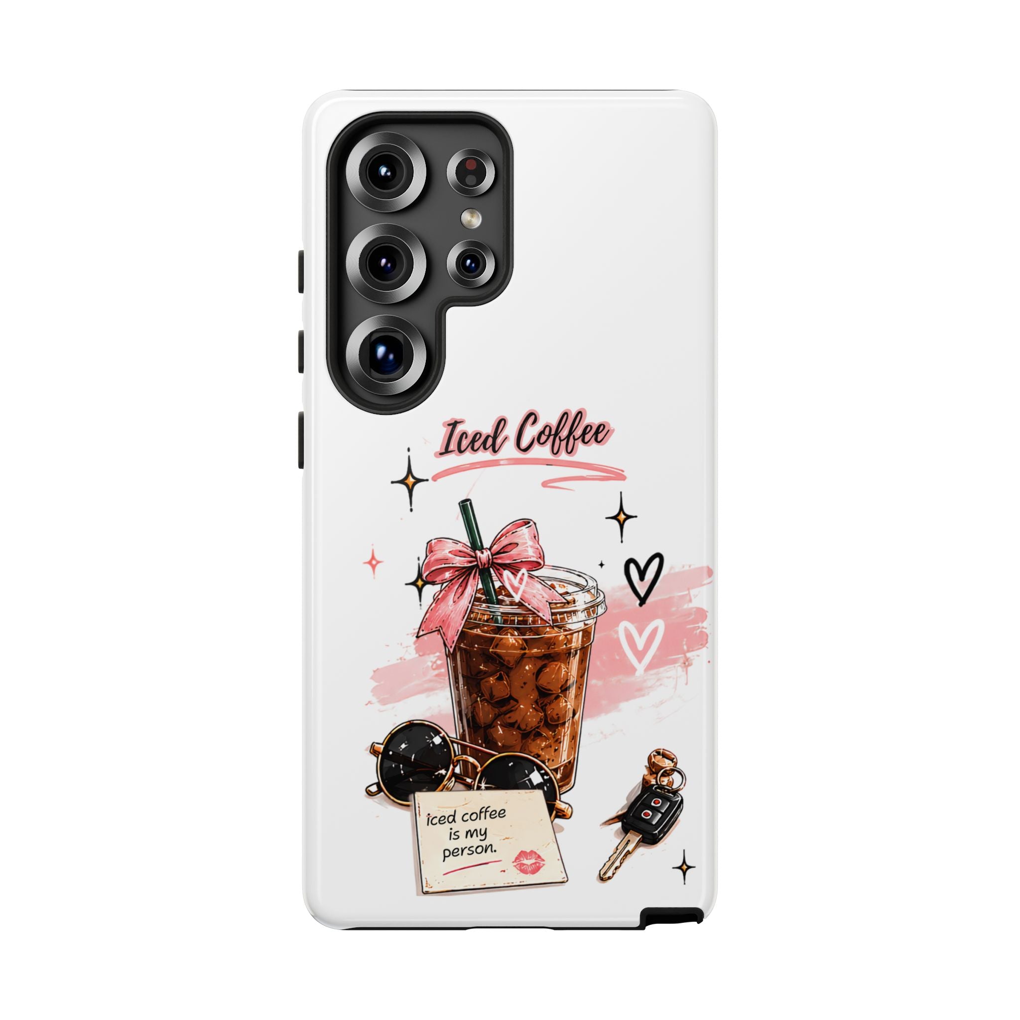 Iced Coffee Phone Case – Cute Pink Boba Design ("Iced coffee is my person")
