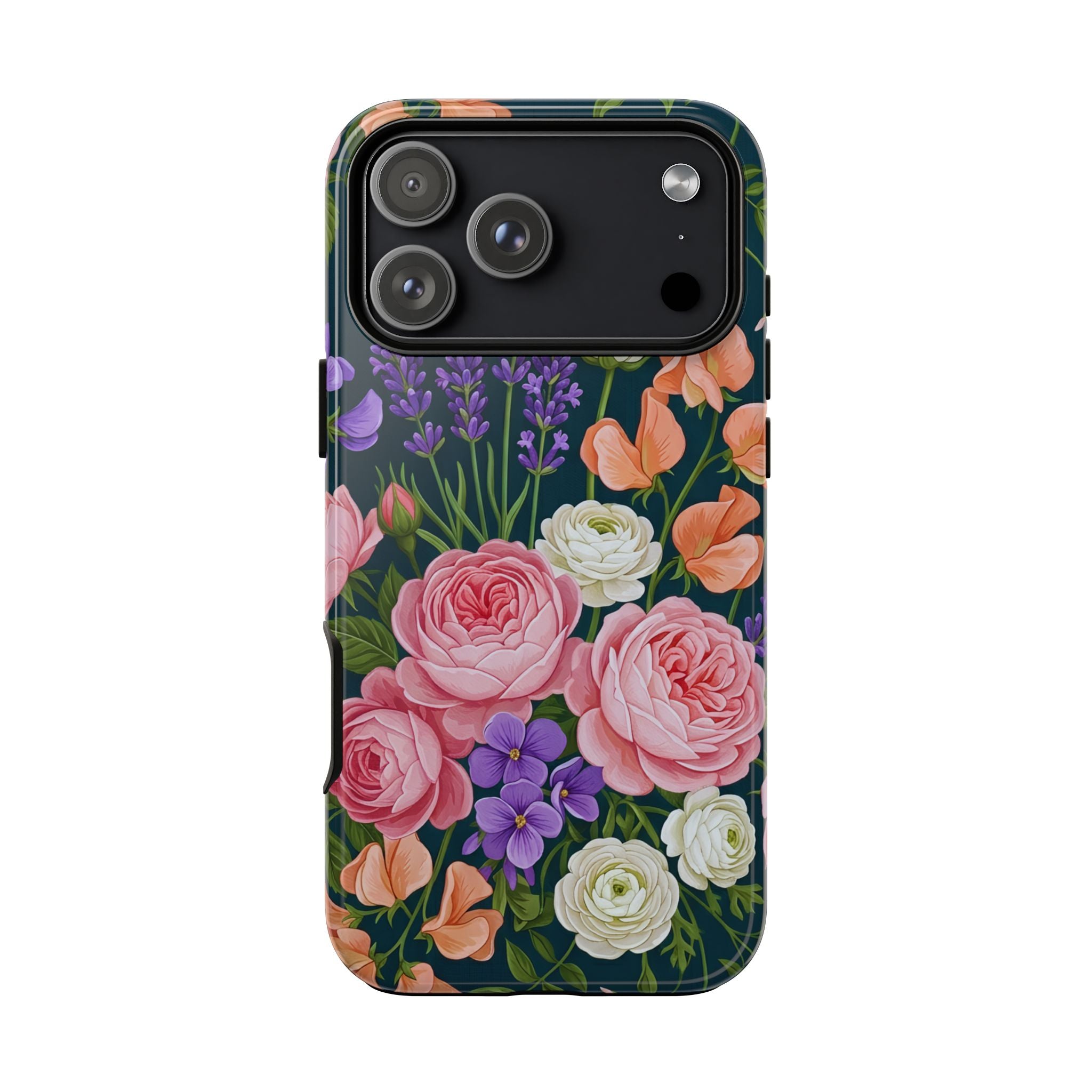 Floral Bouquet Phone Case — Vintage Roses & Lavender Protective Cover